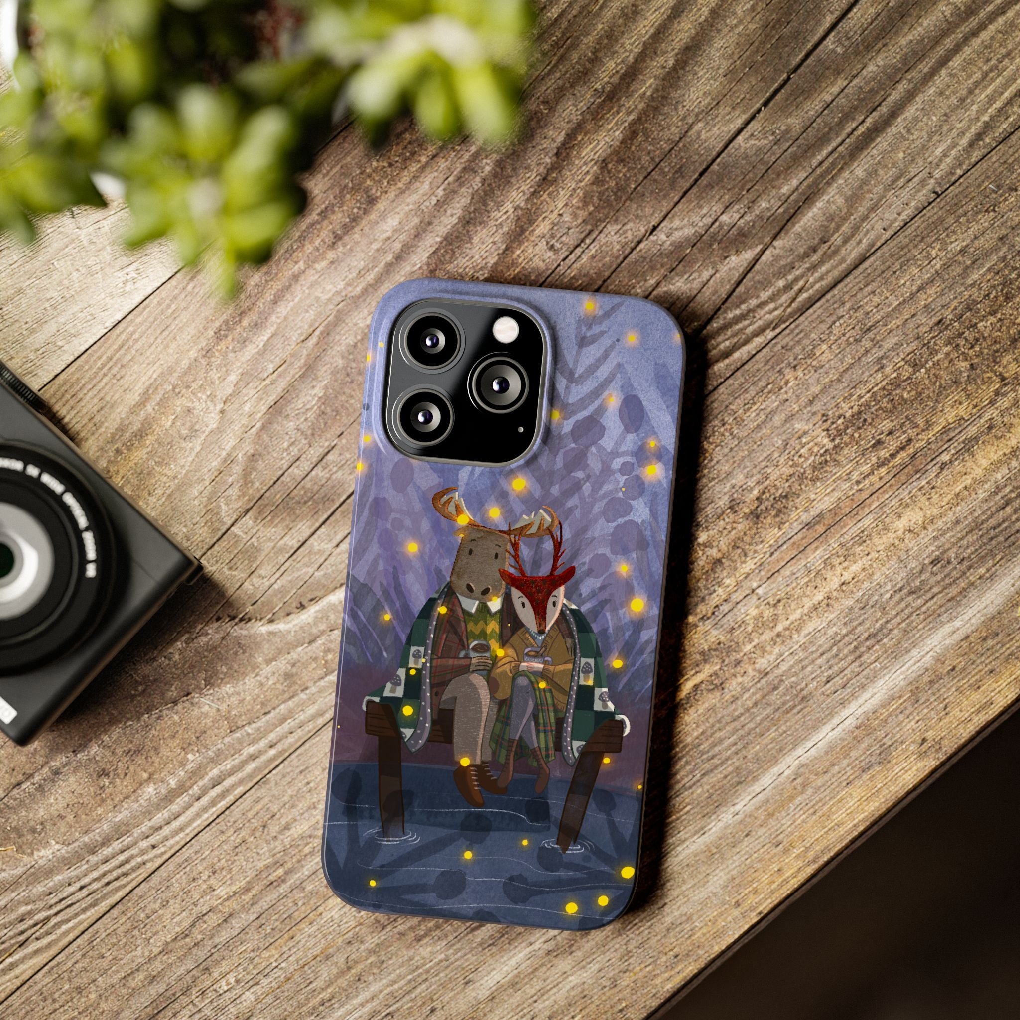 Whimsical Animal Love Slim Phone Cases, Cute Holiday Gifts, Cozy Home Decor, Nature Lover Accessories, Couples Gifts