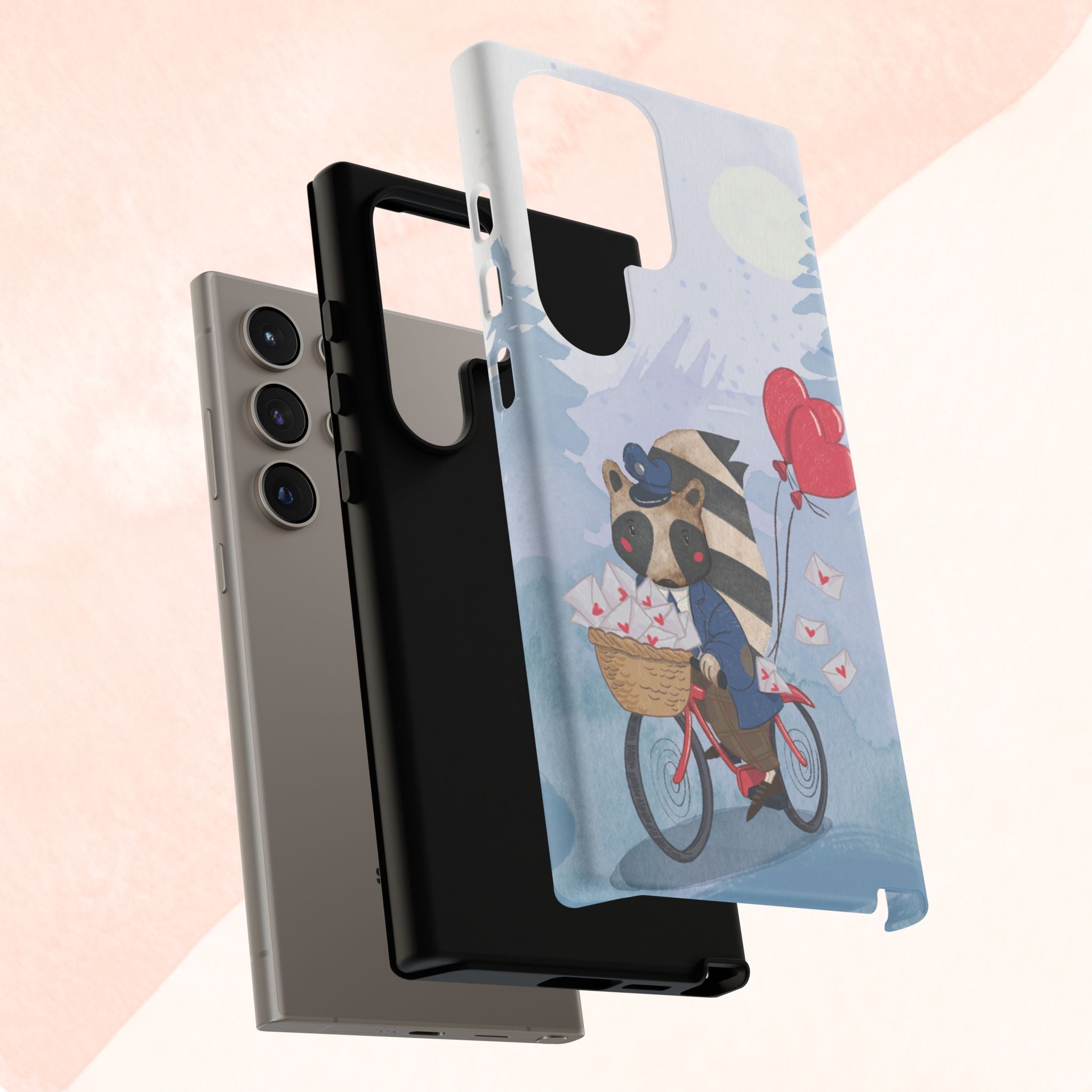 Cute Raccoon Phone Case, Tough Case for Animal Lovers, Valentine's Day Gift, Whimsical Phone Accessory, Gifts for Kids