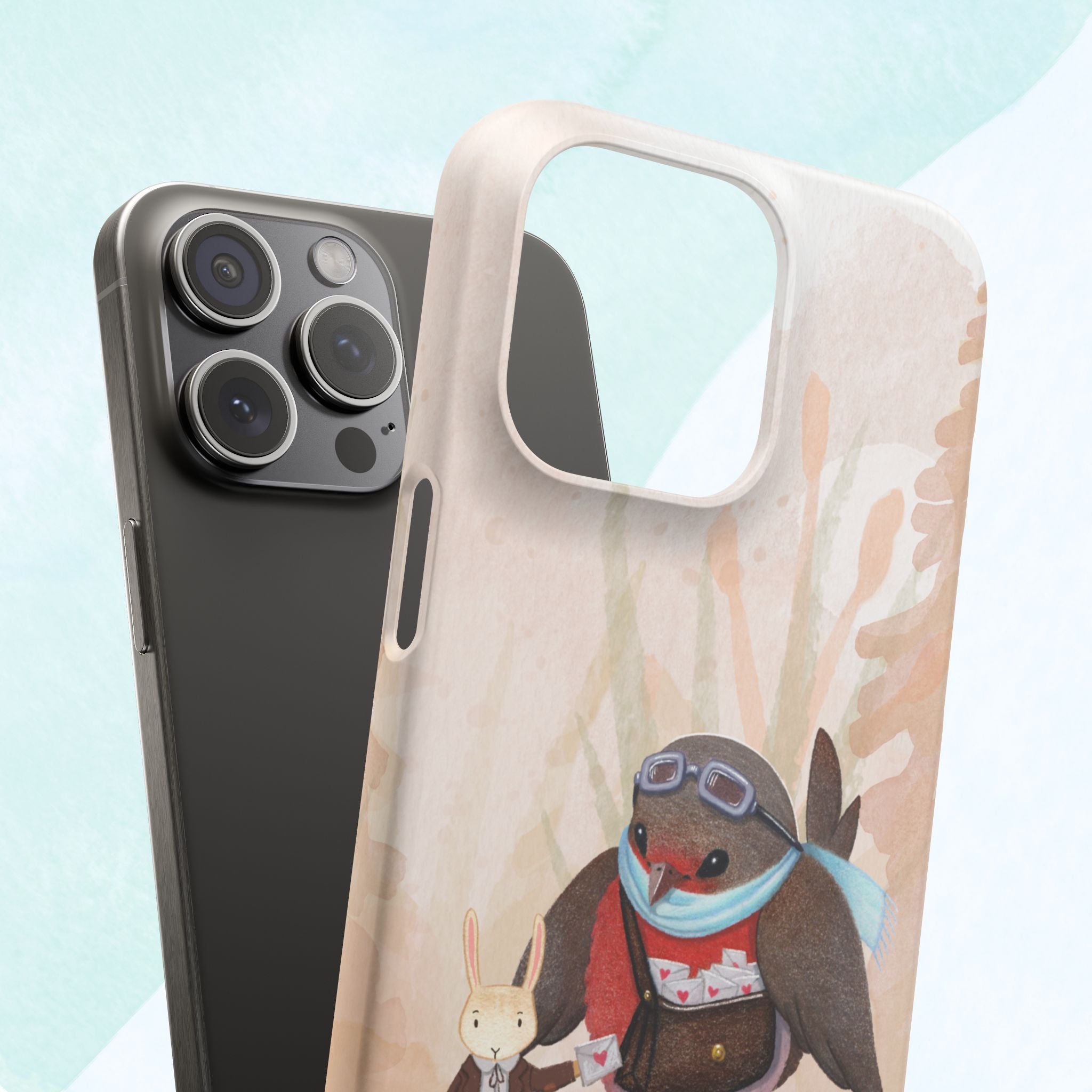 Whimsical Animal Snap Cases, Cute Phone Case, Handmade Bird and Bunny Design, Gift for Animal Lovers, Unique Smartphone Cover