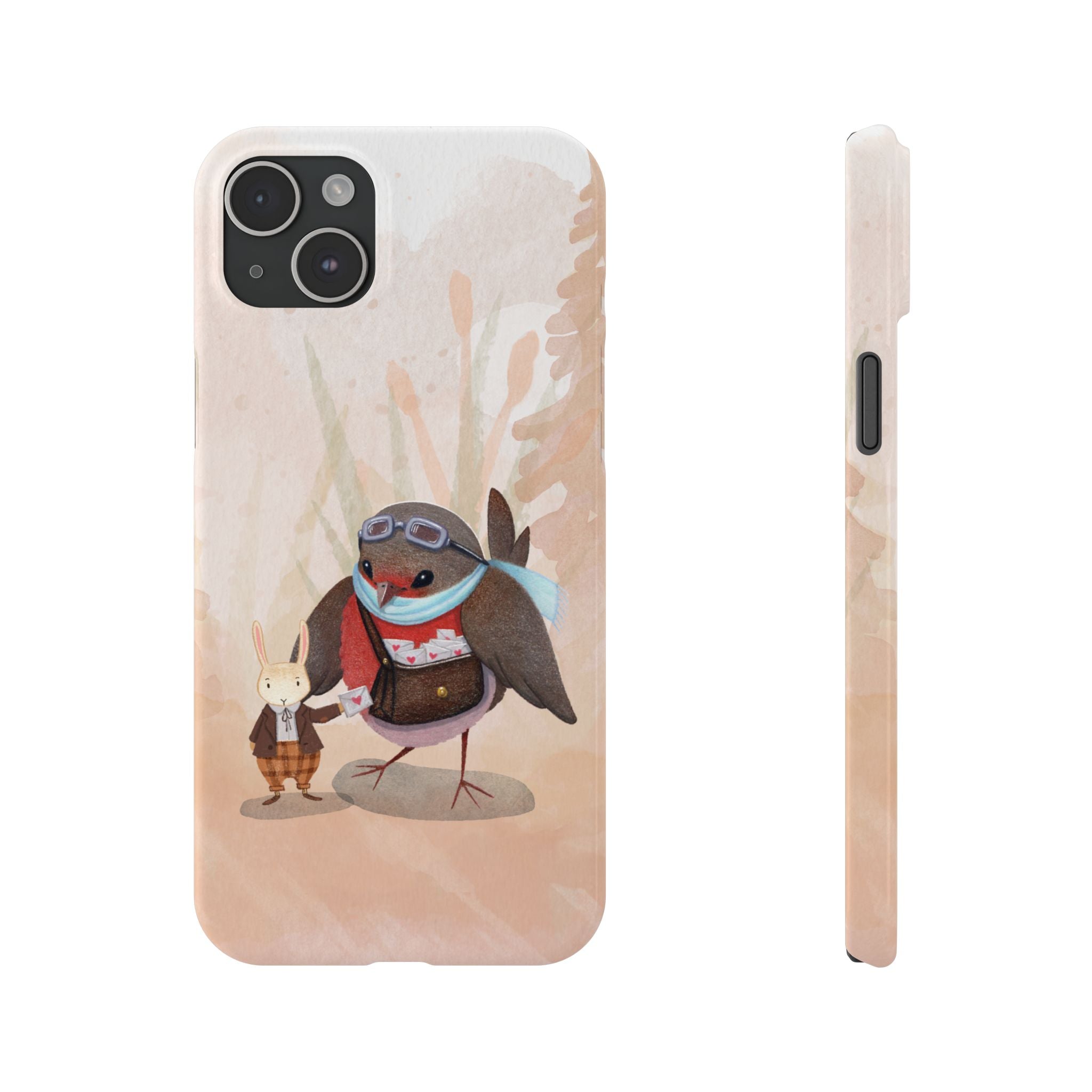 Whimsical Animal Slim Phone Cases - Cute Bird and Rabbit Design, Perfect for Animal Lovers, Gifts for Kids and Teens, Ideal for Birthdays,