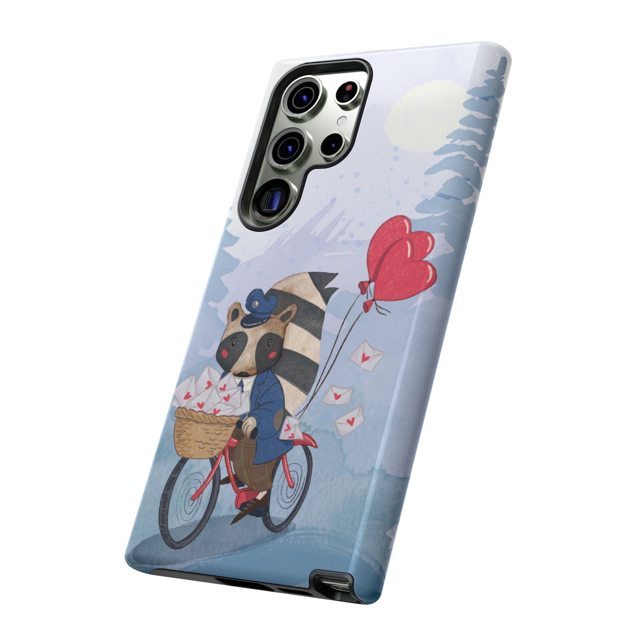 Cute Raccoon Phone Case, Tough Case for Animal Lovers, Valentine's Day Gift, Whimsical Phone Accessory, Gifts for Kids