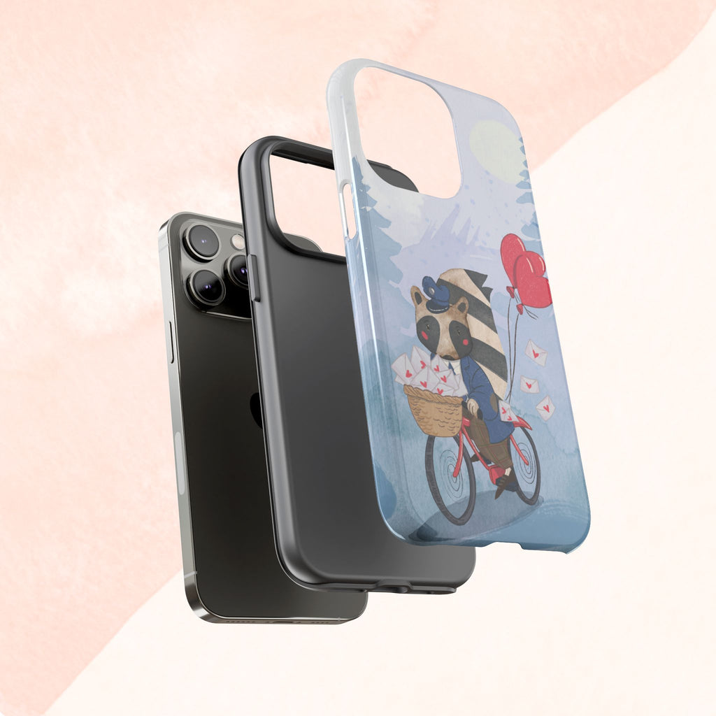 Cute Raccoon Phone Case, Tough Case for Animal Lovers, Valentine's Day Gift, Whimsical Phone Accessory, Gifts for Kids