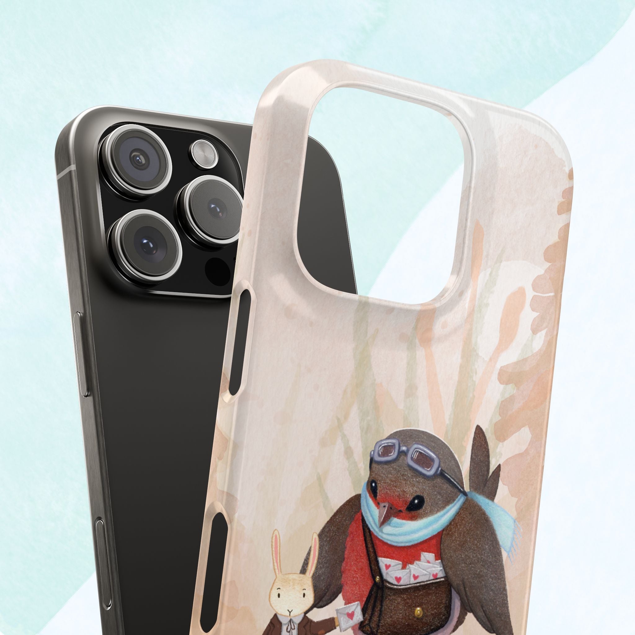 Whimsical Animal Snap Cases, Cute Phone Case, Handmade Bird and Bunny Design, Gift for Animal Lovers, Unique Smartphone Cover