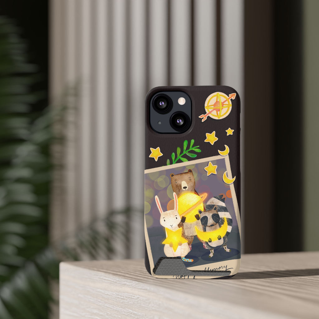 Whimsical Phone Case with Card Holder - Cute Animal Friends Design, Perfect Gift for Animal Lovers, Birthday, Everyday Use, Cute Accessory