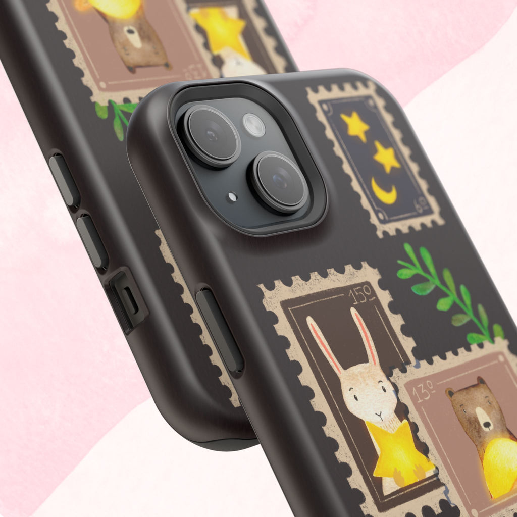 Cute Animal Stamp Phone Case, Quirky Gift for Animal Lovers, Personalized Case for Holidays, Unique Phone Accessory