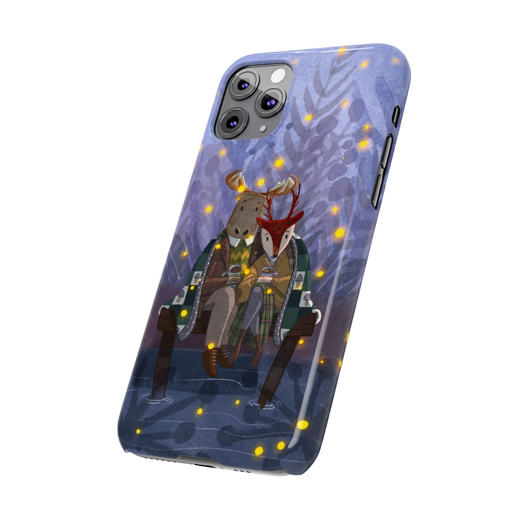 Whimsical Animal Love Slim Phone Cases, Cute Holiday Gifts, Cozy Home Decor, Nature Lover Accessories, Couples Gifts