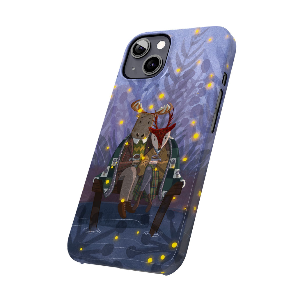 Whimsical Animal Love Slim Phone Cases, Cute Holiday Gifts, Cozy Home Decor, Nature Lover Accessories, Couples Gifts