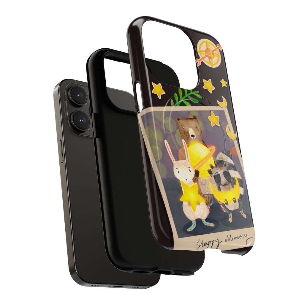 Tough Magnetic Cases, Whimsical Animal Phone Case, Cute Bear Rabbit Raccoon Design, Cute gift for her, Birthdays, iPhone 14 15 16 pro max