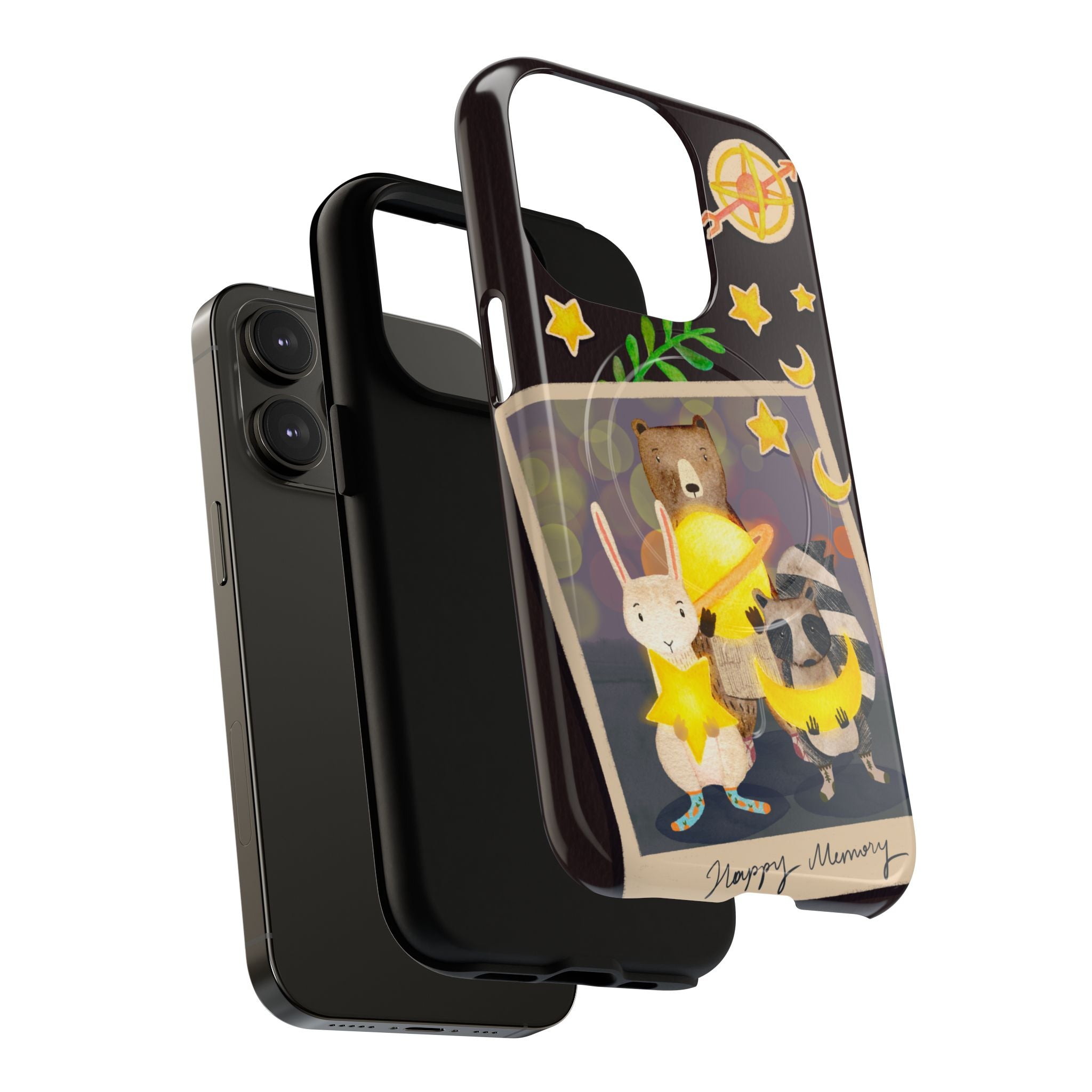 Tough Magnetic Cases, Whimsical Animal Phone Case, Cute Bear Rabbit Raccoon Design, Cute gift for her, Birthdays, iPhone 14 15 16 pro max