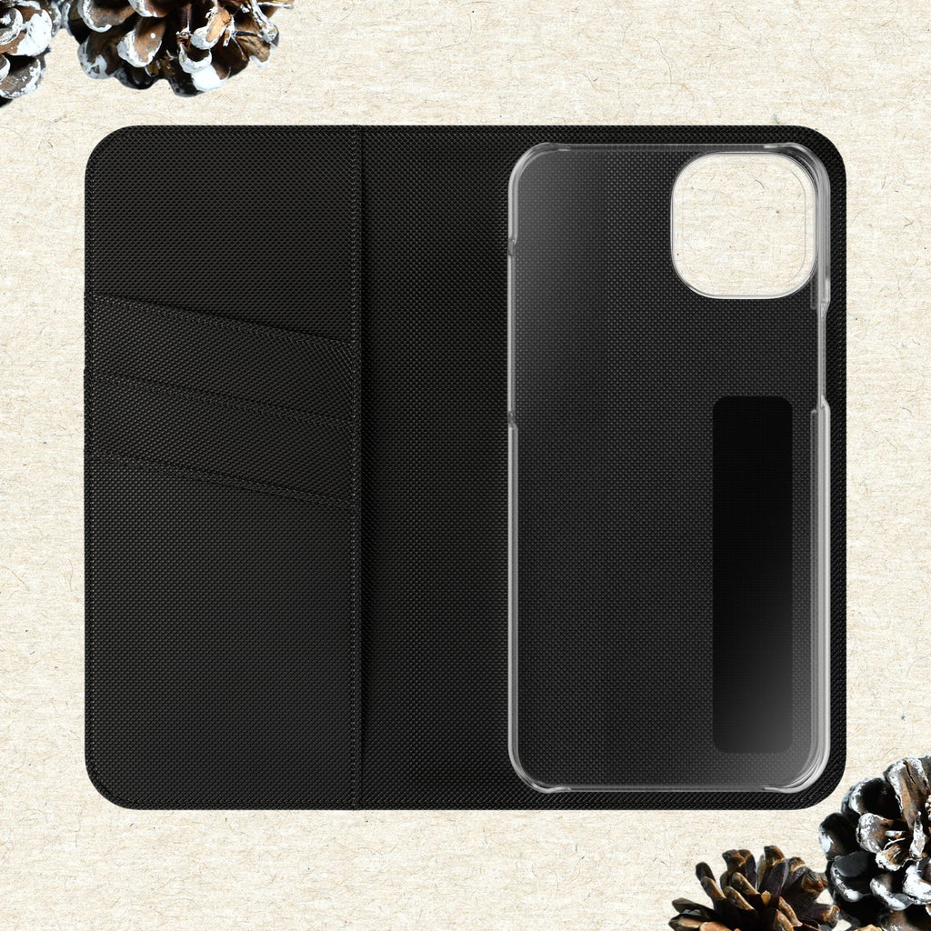 Winter Forest Friends Wallet Case, Woodland Flip Cover, Vegan Leather, Snowy Scene, Cozy Holiday, iPhone 11 12 13 14 15 16, Galaxy S21 S22