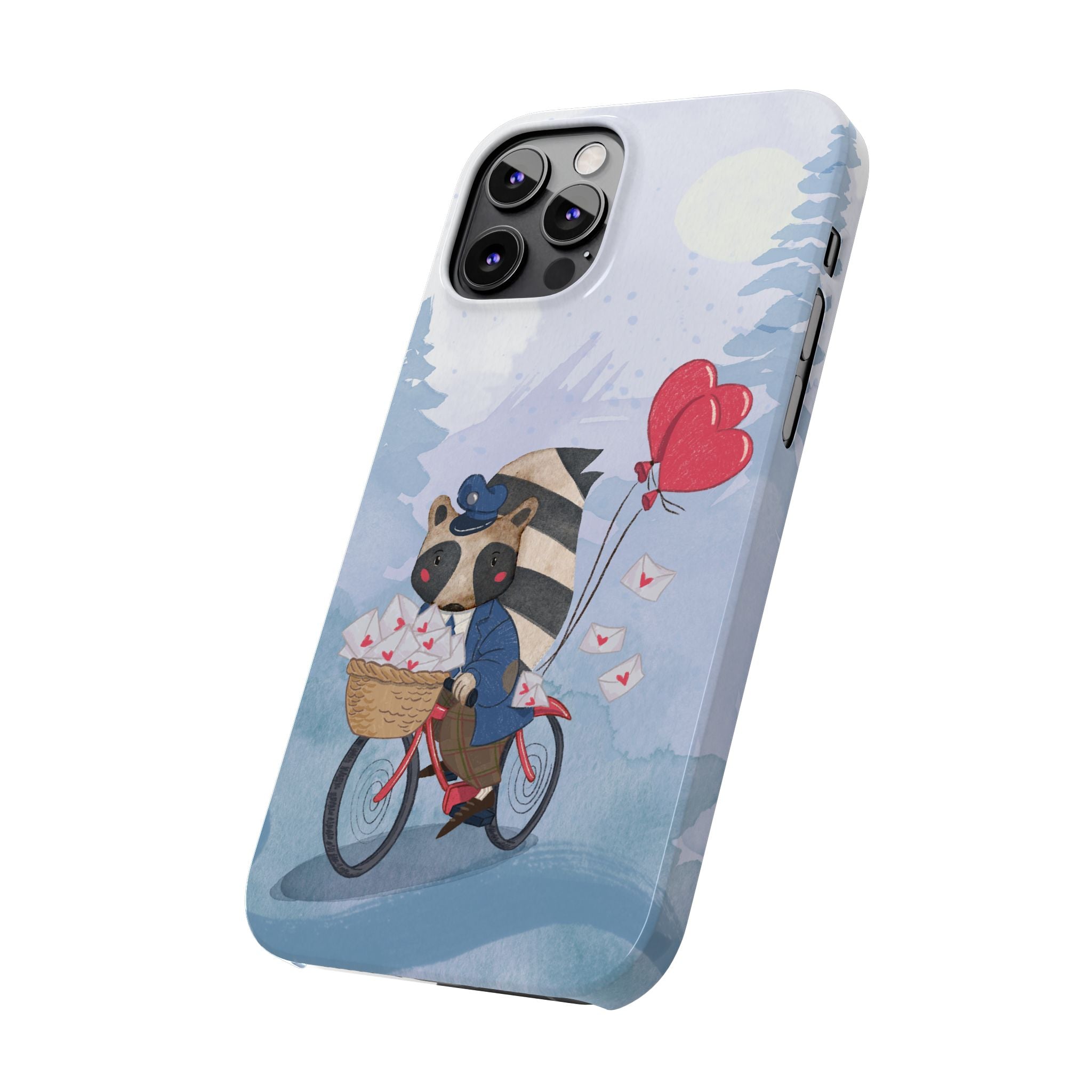 Whimsical Raccoon Slim Phone Case | Cute Animal Design | Perfect for Nature Lovers, Gifts, Birthdays, Valentines Day, Everyday Use