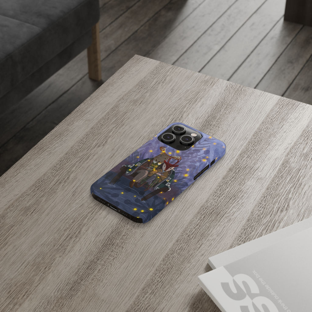 Whimsical Animal Love Slim Phone Cases, Cute Holiday Gifts, Cozy Home Decor, Nature Lover Accessories, Couples Gifts