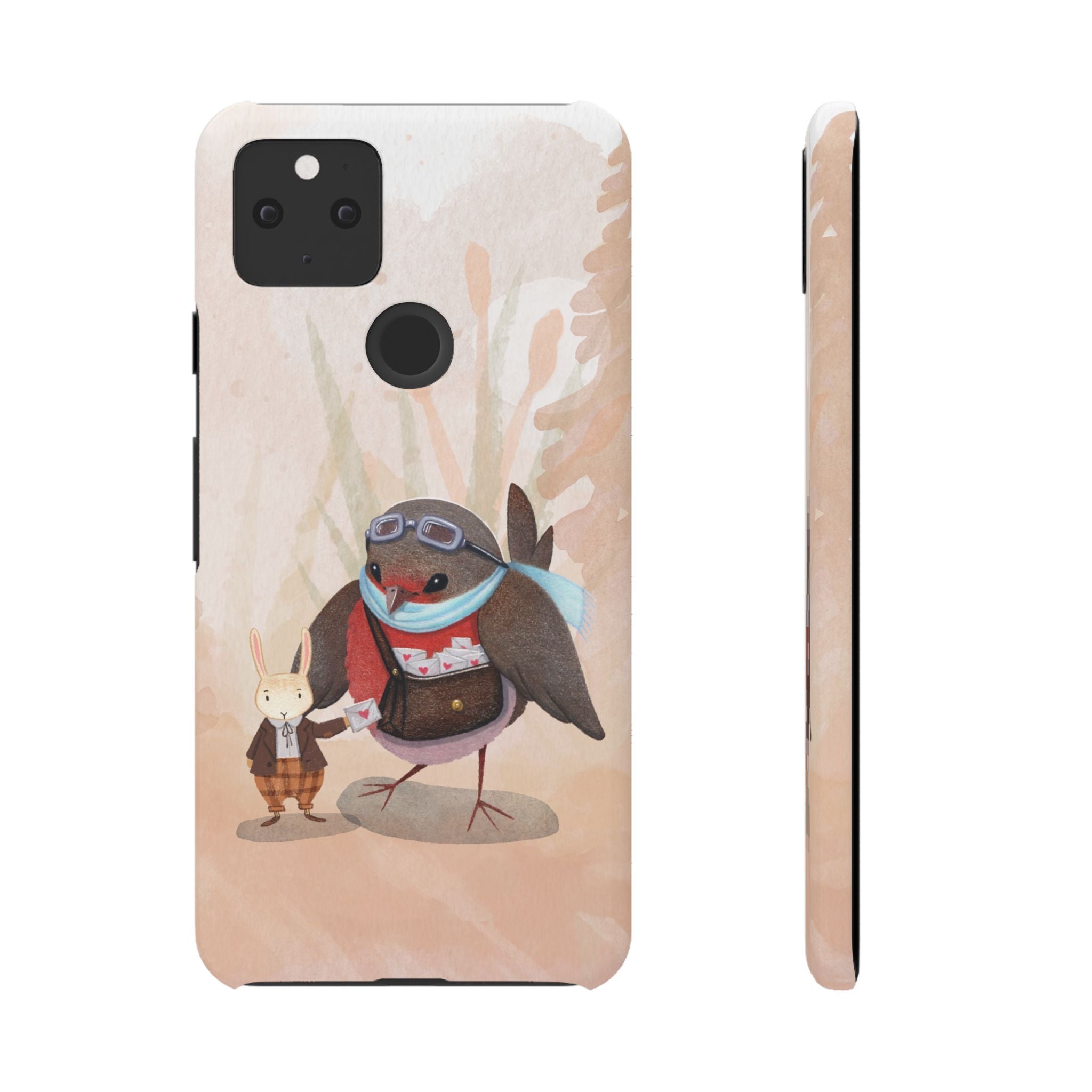 Whimsical Animal Snap Cases, Cute Phone Case, Handmade Bird and Bunny Design, Gift for Animal Lovers, Unique Smartphone Cover