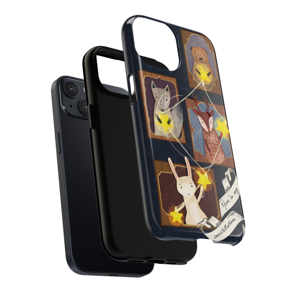 Celestial Animal Stars iPhone Case, Tough Magnetic Cover, Nature Theme, Unique Cute Animal Gifts, iPhone 14 15 16 pro max