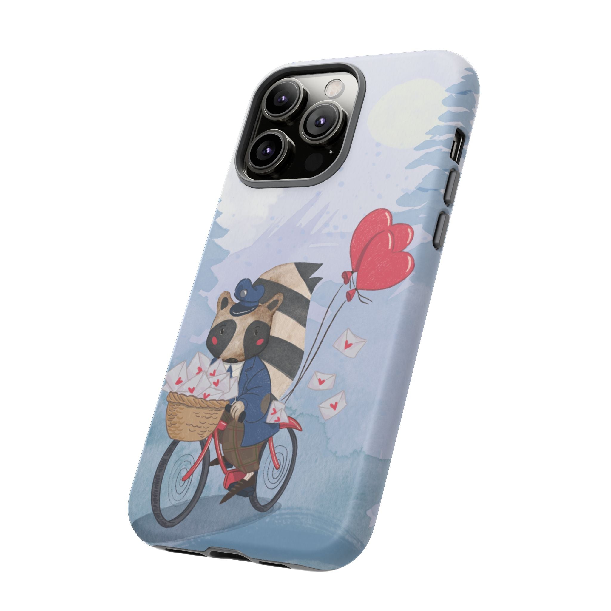 Cute Raccoon Phone Case, Tough Case for Animal Lovers, Valentine's Day Gift, Whimsical Phone Accessory, Gifts for Kids