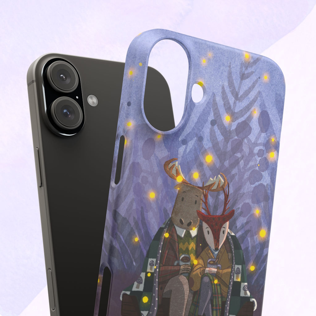 Whimsical Animal Lovers Snap Cases - Cozy Phone Protection, Gift for Nature Lovers, Holiday Decor, Cute Character Design, Animal Couple