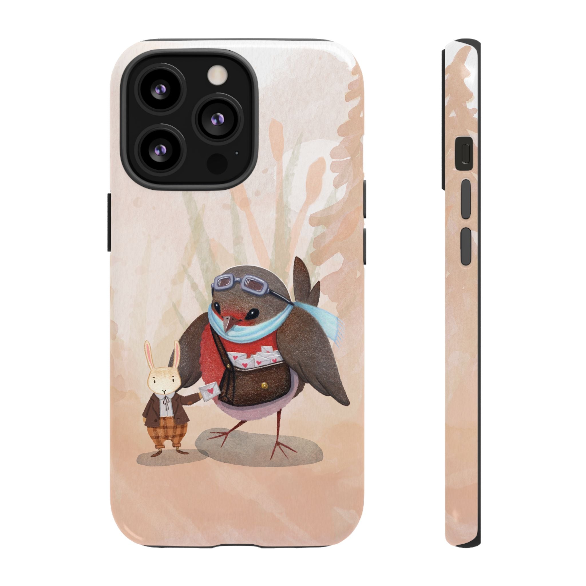 Whimsical Animal Phone Case, Cute Bird and Rabbit Design, Animal Lovers Gift, Nature-Themed Accessory, Eco-Friendly Tech Cover