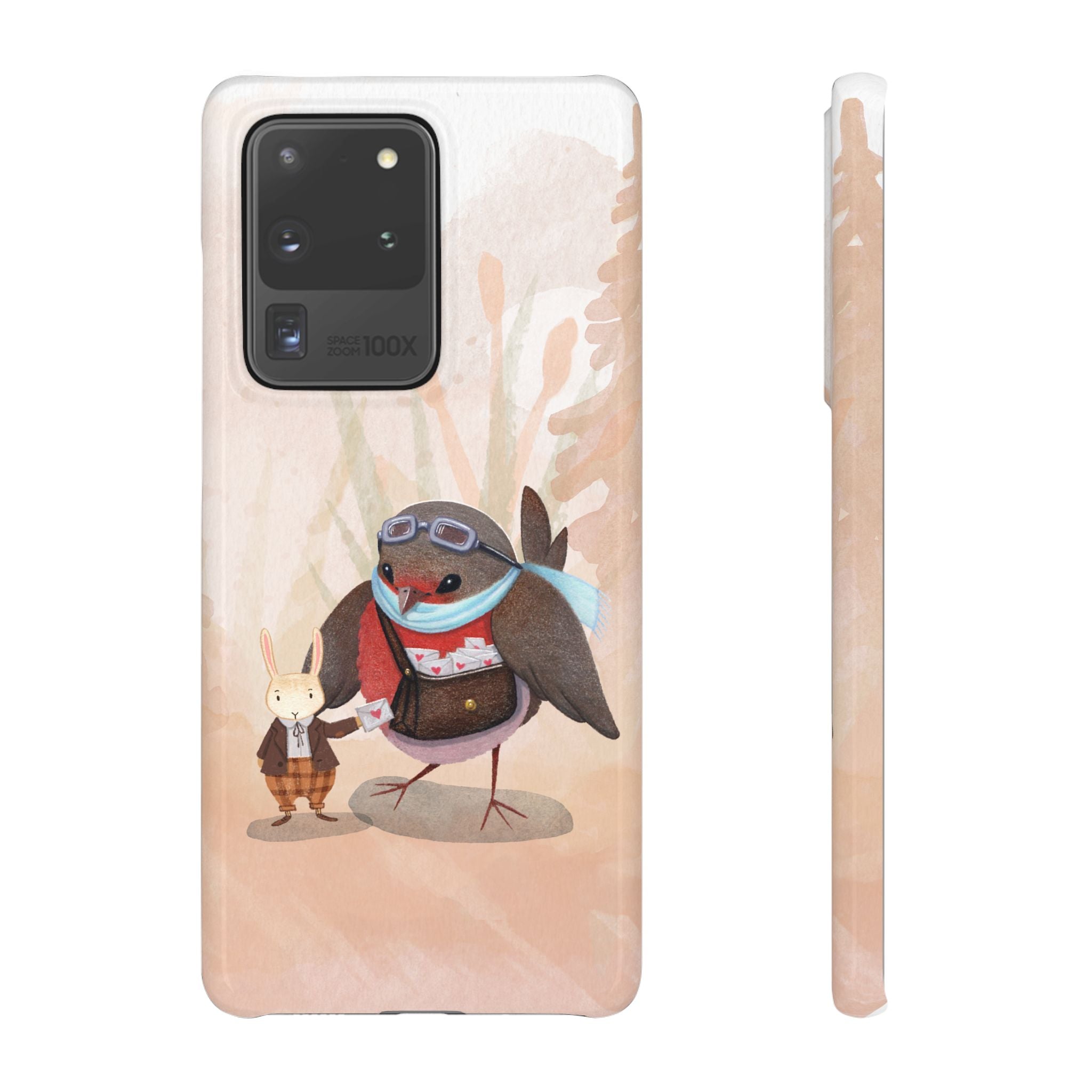 Whimsical Animal Snap Cases, Cute Phone Case, Handmade Bird and Bunny Design, Gift for Animal Lovers, Unique Smartphone Cover
