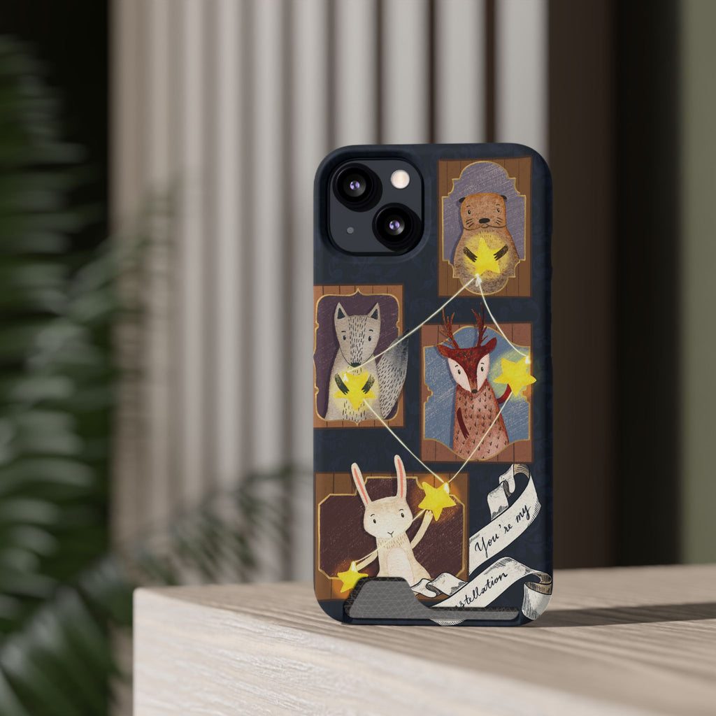 Whimsical Animal Phone Case with Card Holder, Cute Animal Design, Card Storage Case, Ideal for Animal Lovers, Gift for Kids, Birthday