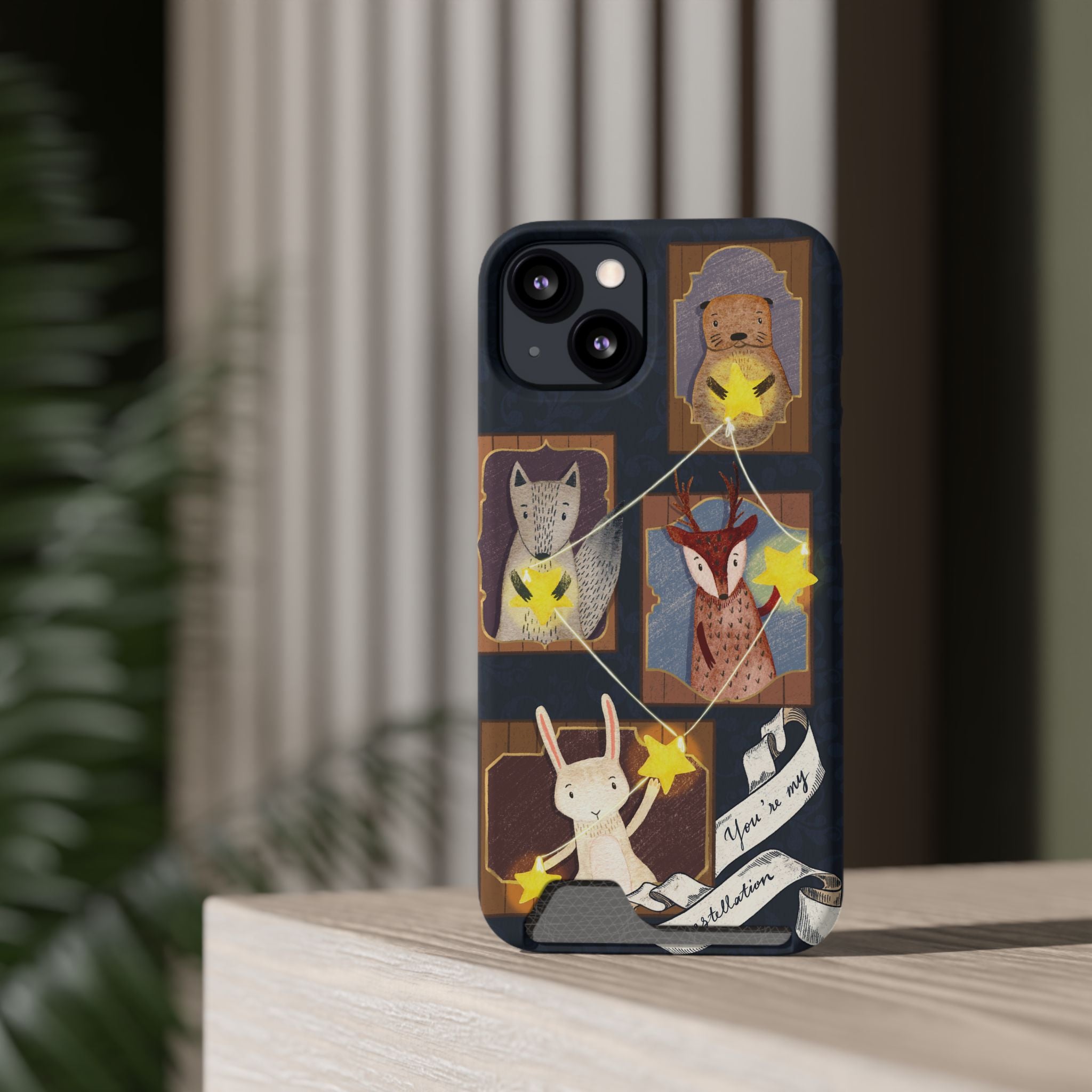 Whimsical Animal Phone Case with Card Holder, Cute Animal Design, Card Storage Case, Ideal for Animal Lovers, Gift for Kids, Birthday