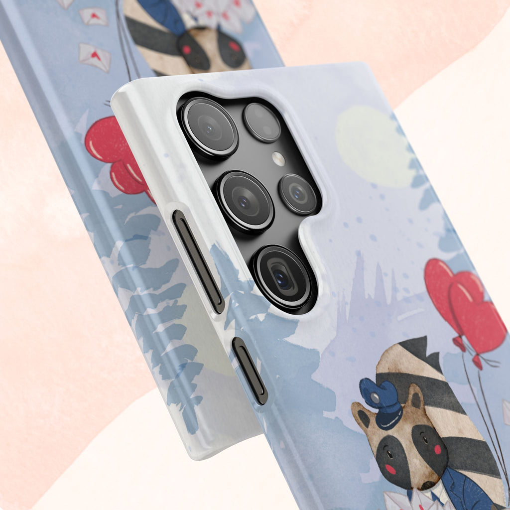 Whimsical Animal Snap Case with Love Balloons, Cute Phone Case, Valentine's Day Gift, Animal Lover Accessory, Creative Phone Cover
