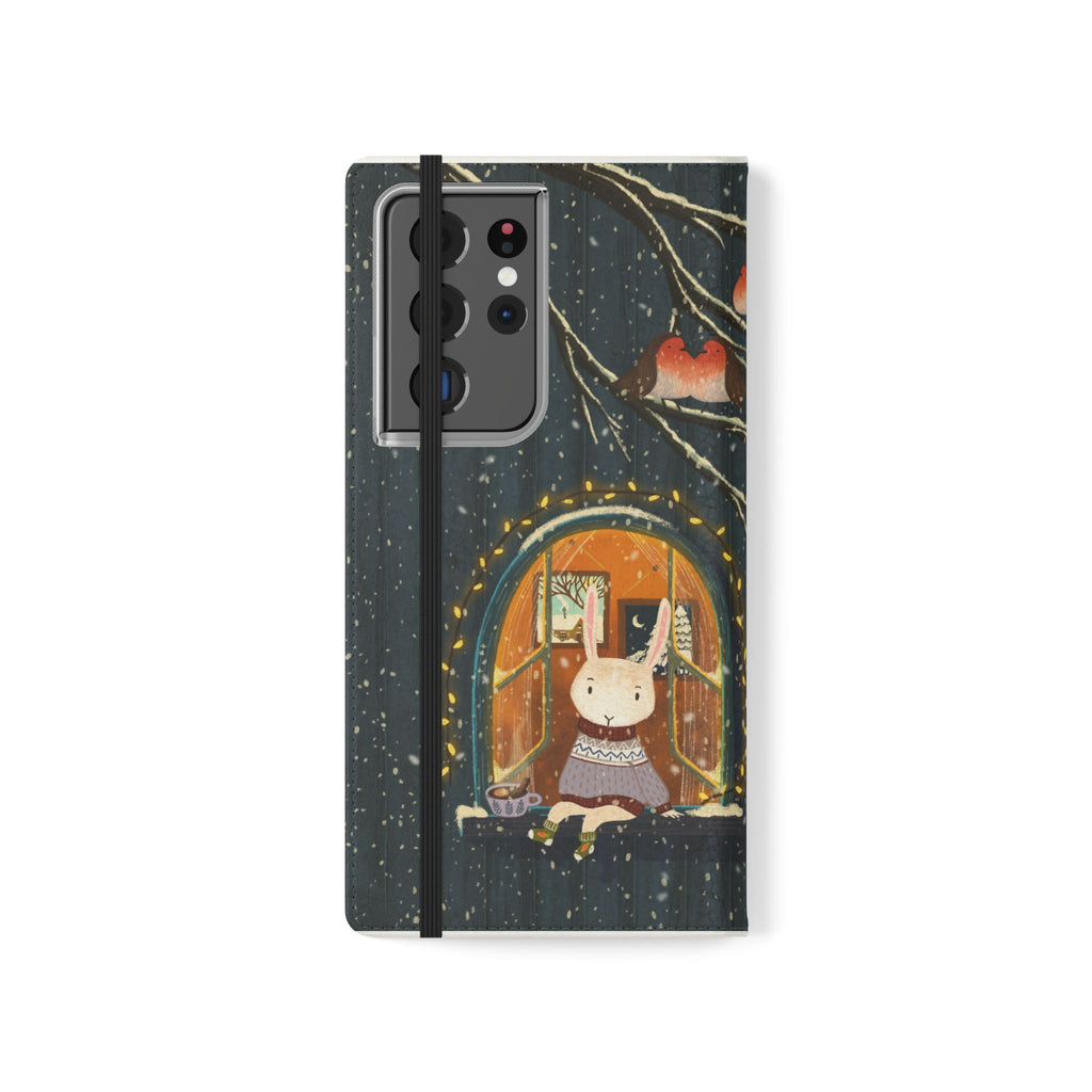 Cozy Winter Cottage Wallet Case, Cute Animals Flip Cover, Vegan Leather, Cozy Vibes, Gift Idea for iPhone 11 12 13 14 15 16, Galaxy S21 S22