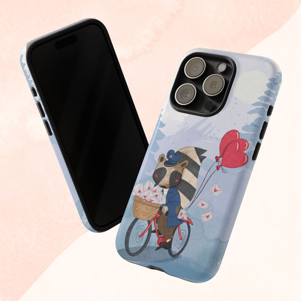 Cute Raccoon Phone Case, Tough Case for Animal Lovers, Valentine's Day Gift, Whimsical Phone Accessory, Gifts for Kids
