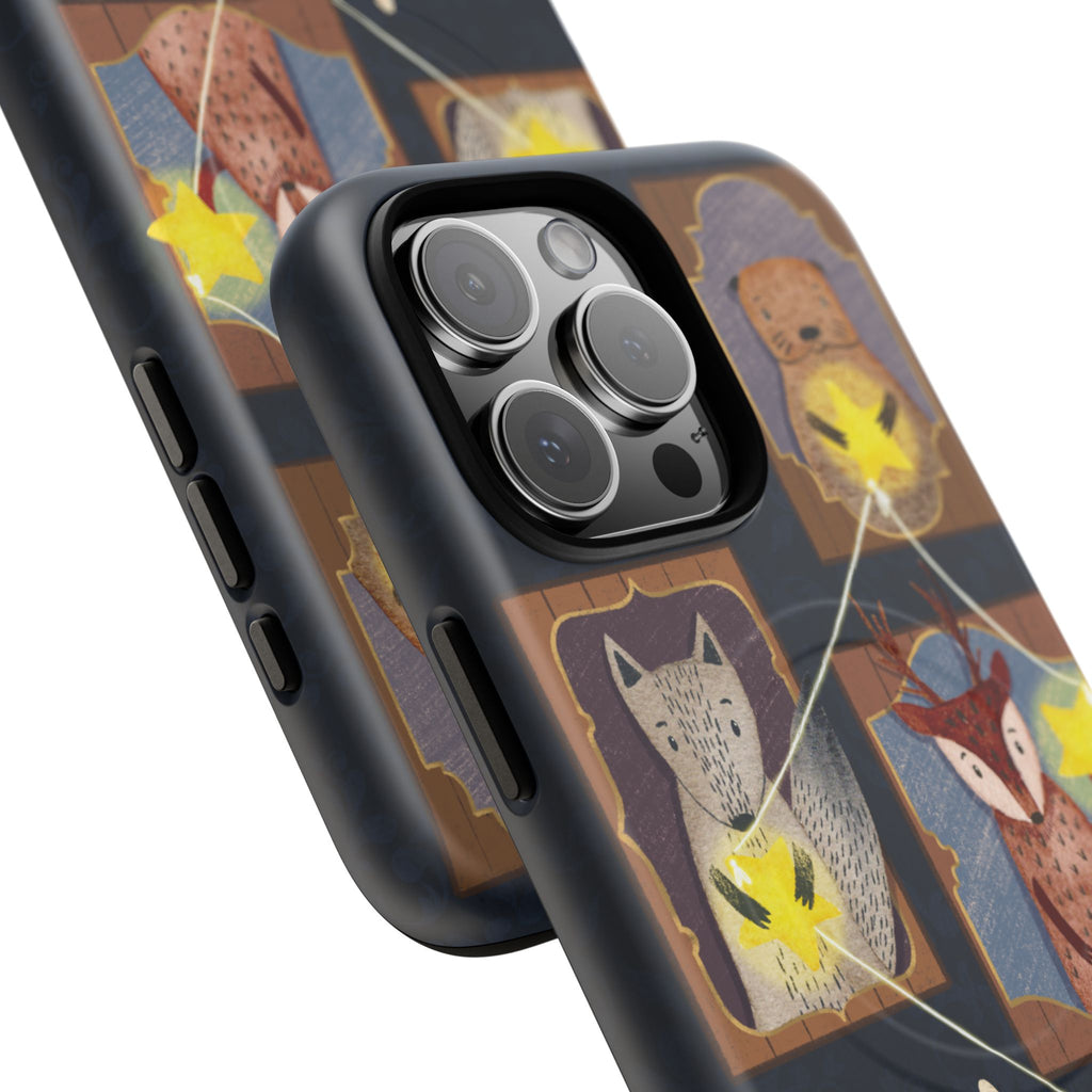 Celestial Animal Stars iPhone Case, Tough Magnetic Cover, Nature Theme, Unique Cute Animal Gifts, iPhone 14 15 16 pro max