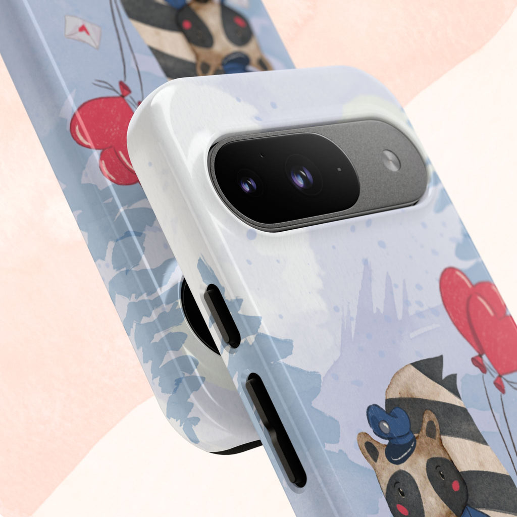 Cute Raccoon Phone Case, Tough Case for Animal Lovers, Valentine's Day Gift, Whimsical Phone Accessory, Gifts for Kids
