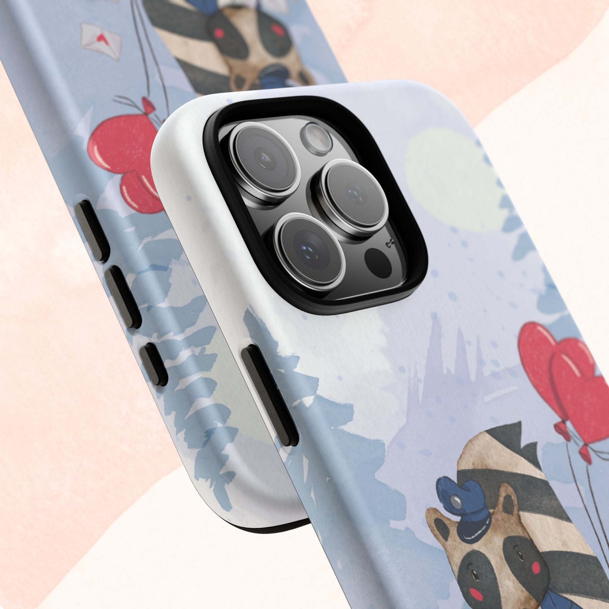 Cute Raccoon Phone Case, Tough Case for Animal Lovers, Valentine's Day Gift, Whimsical Phone Accessory, Gifts for Kids