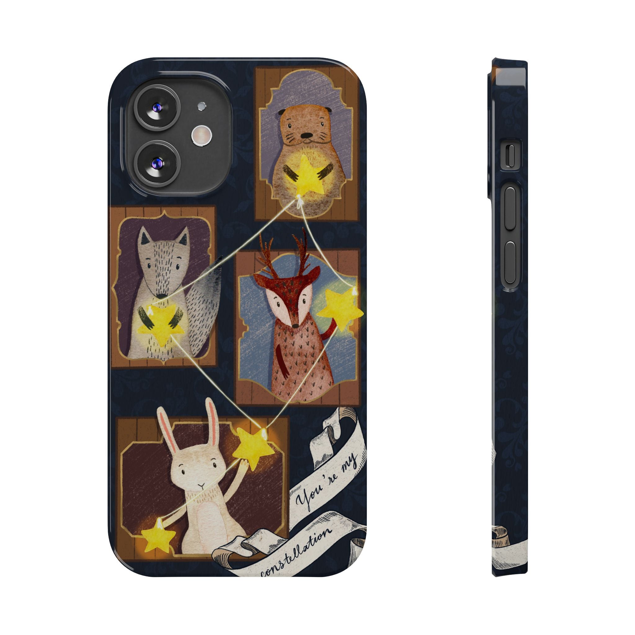 Constellation Friends Slim Case, Woodland Portrait iPhone Cover, Star Collector Design, Cute Kawaii Gift, Phone 8 9 X XR 11 12 13 14 15 16