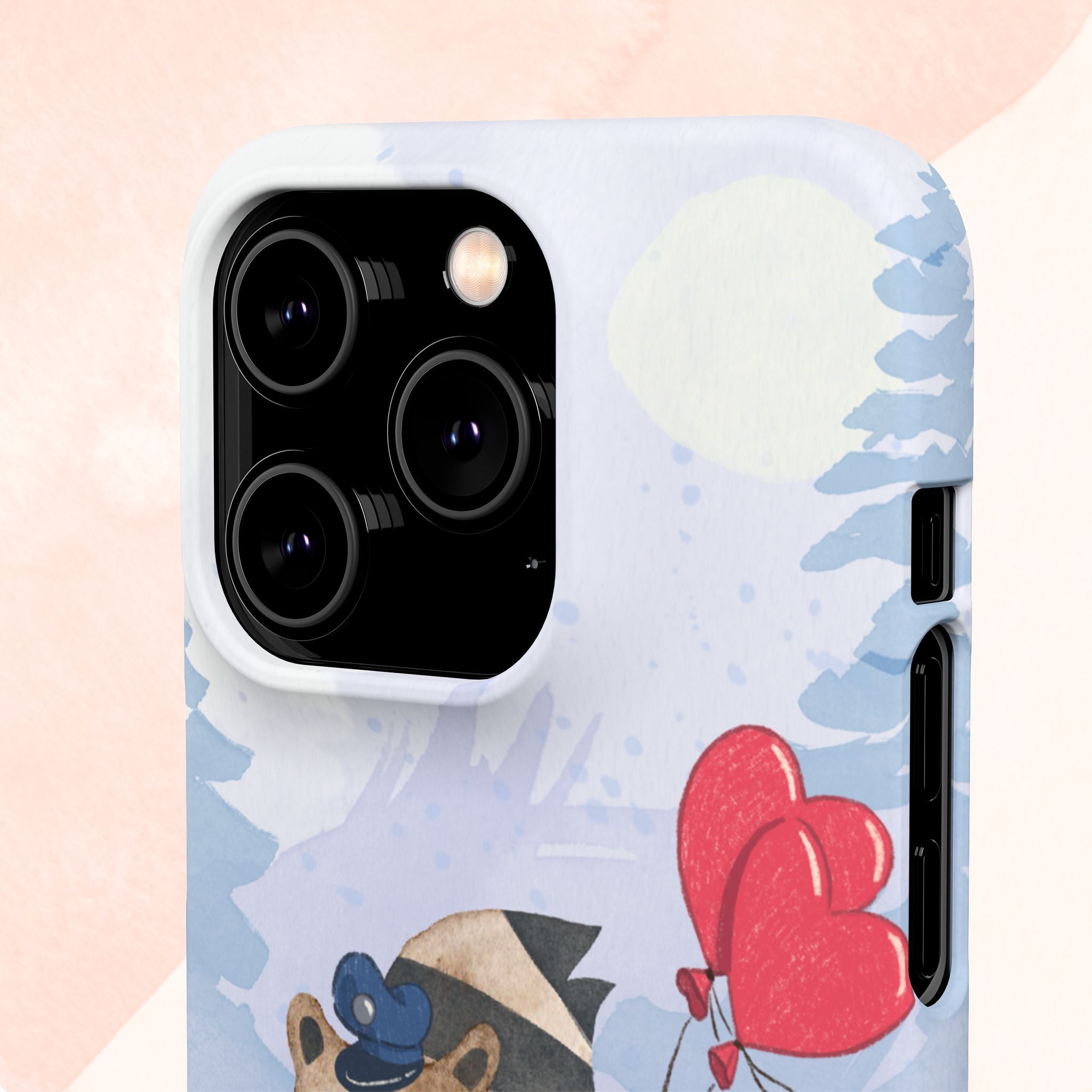 Whimsical Animal Snap Case with Love Balloons, Cute Phone Case, Valentine's Day Gift, Animal Lover Accessory, Creative Phone Cover