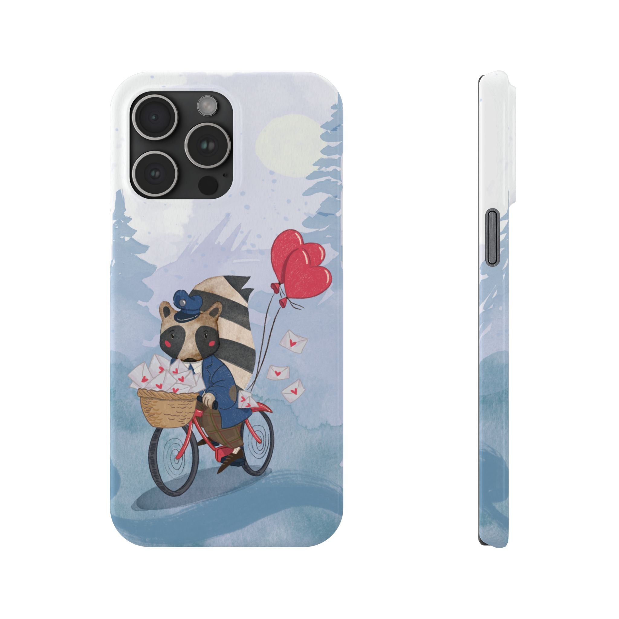 Whimsical Raccoon Slim Phone Case | Cute Animal Design | Perfect for Nature Lovers, Gifts, Birthdays, Valentines Day, Everyday Use