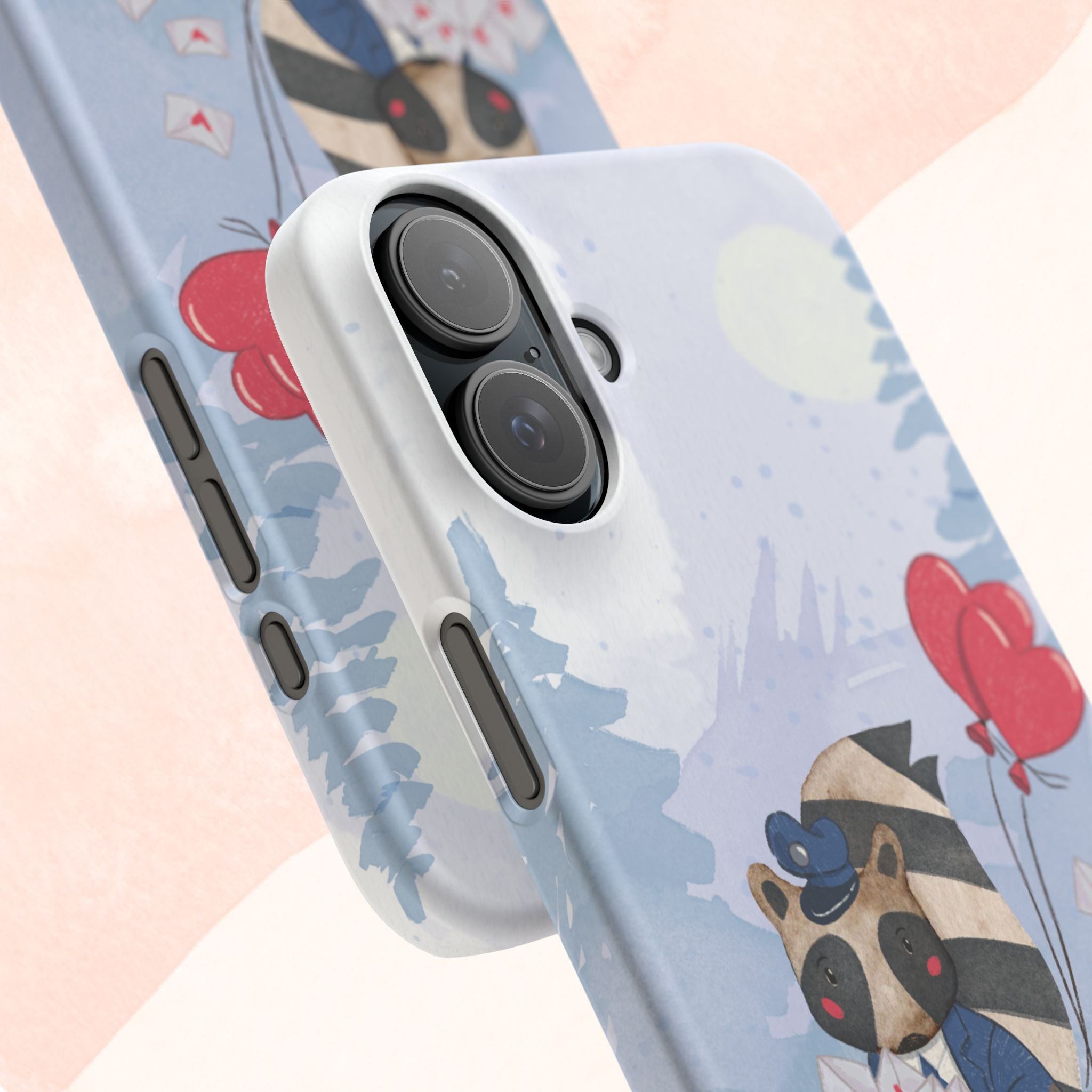 Whimsical Animal Snap Case with Love Balloons, Cute Phone Case, Valentine's Day Gift, Animal Lover Accessory, Creative Phone Cover