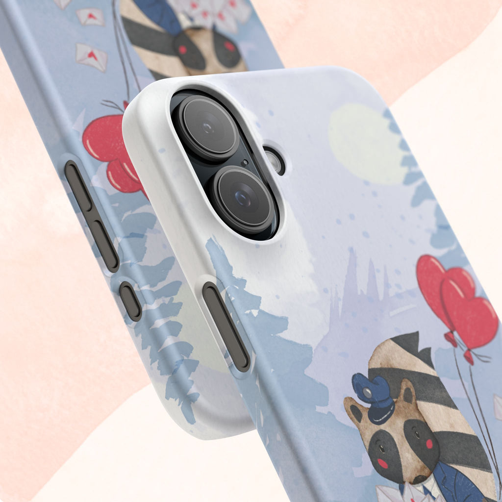 Whimsical Animal Snap Case with Love Balloons, Cute Phone Case, Valentine's Day Gift, Animal Lover Accessory, Creative Phone Cover