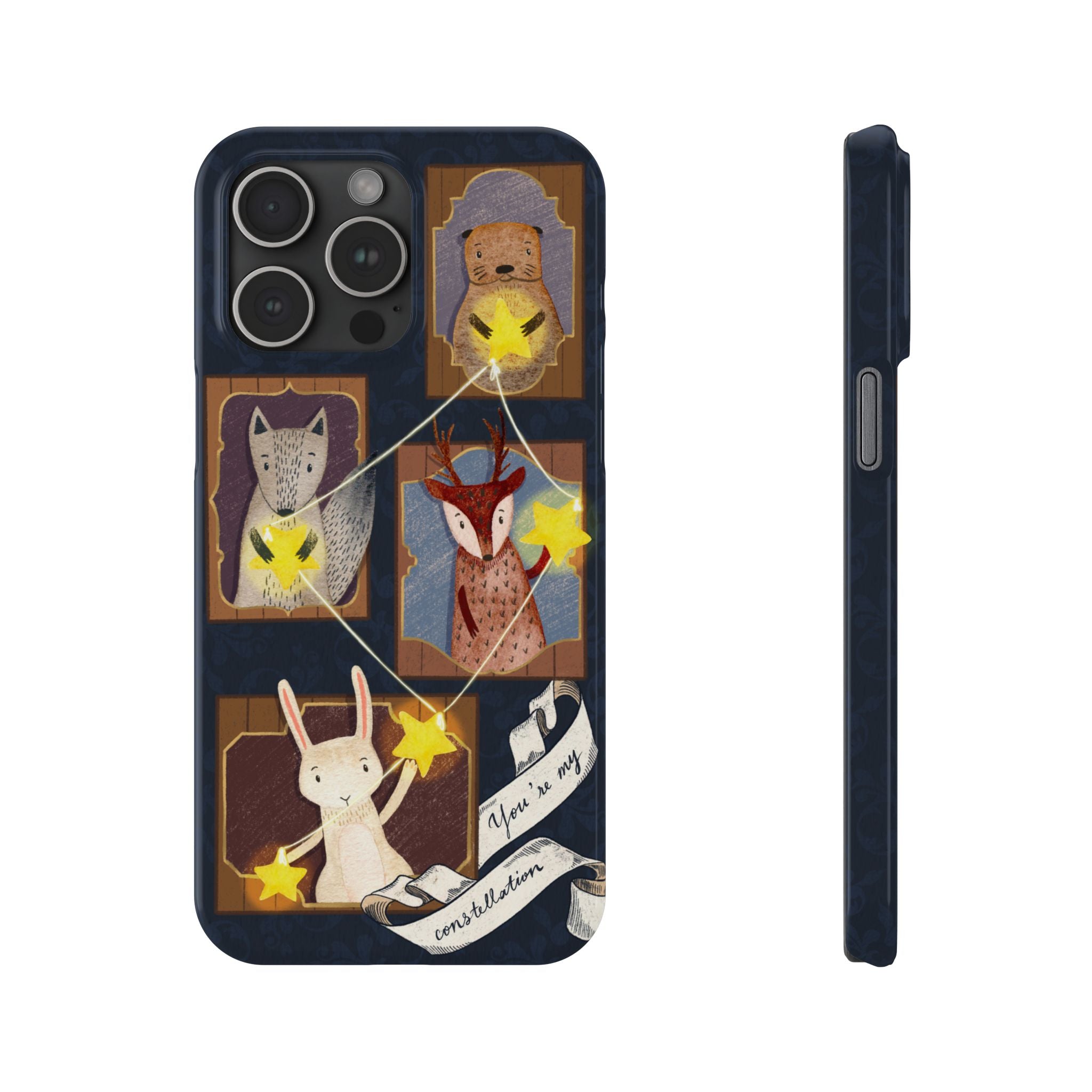 Constellation Friends Slim Case, Woodland Portrait iPhone Cover, Star Collector Design, Cute Kawaii Gift, Phone 8 9 X XR 11 12 13 14 15 16