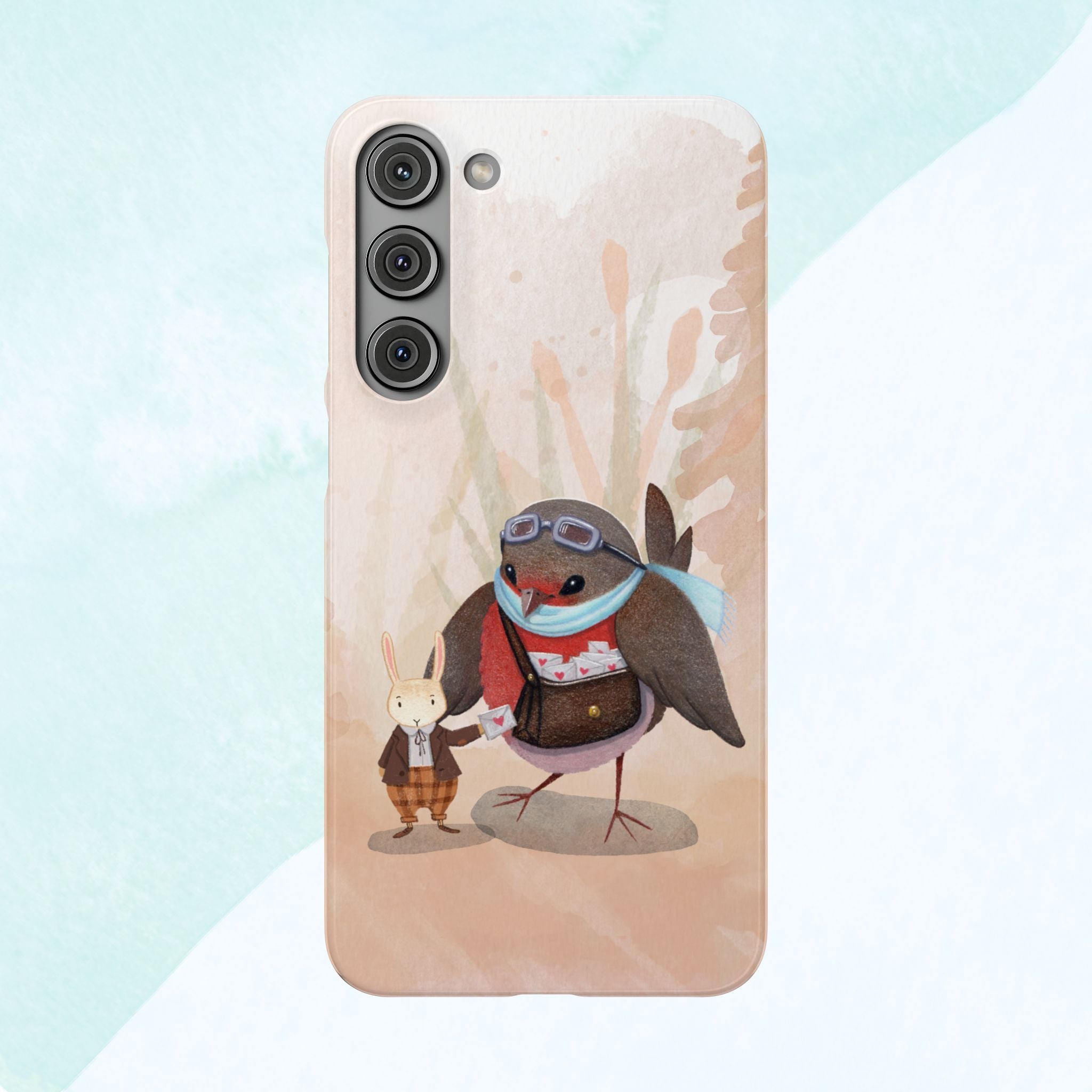 Whimsical Animal Snap Cases, Cute Phone Case, Handmade Bird and Bunny Design, Gift for Animal Lovers, Unique Smartphone Cover