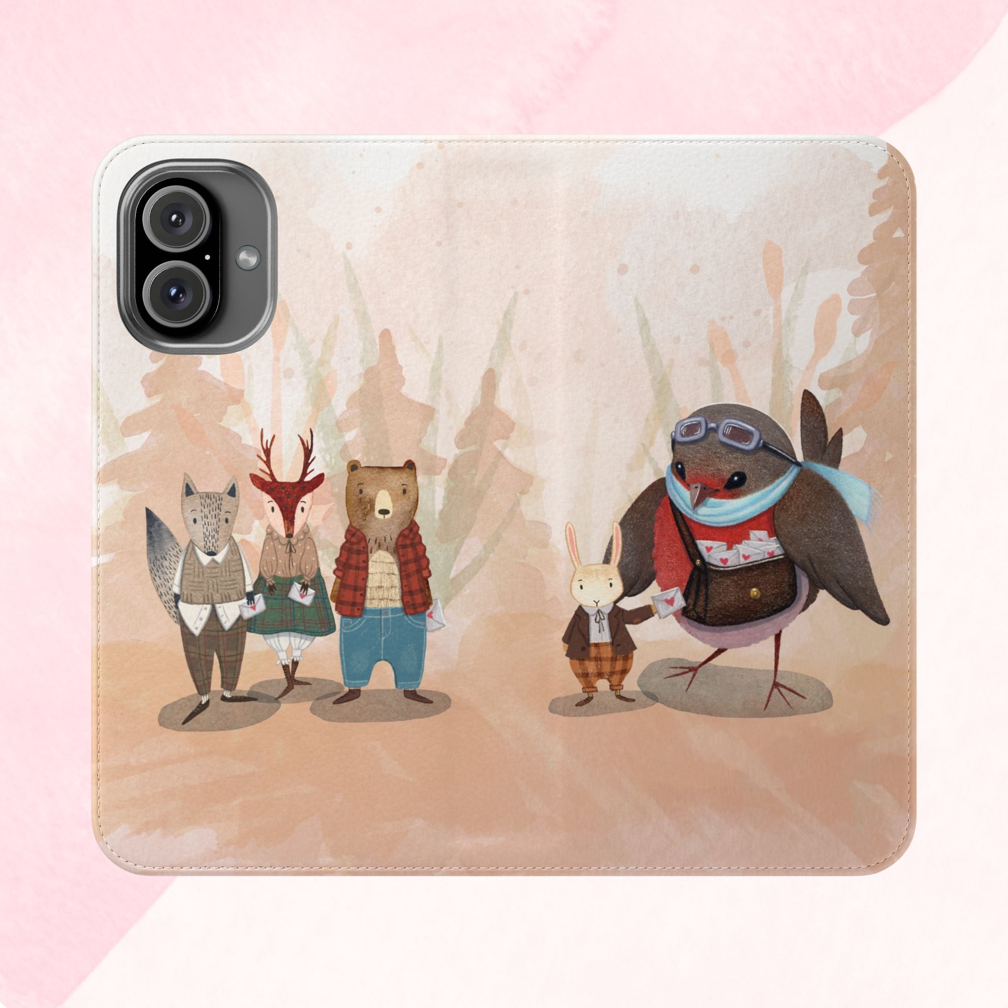 Whimsical Animal Flip Cases for Phones, Cute Woodland Creatures, Forest Friends Phone Cover, Animal Lover Gift, Phone Wallet