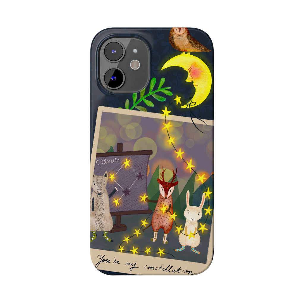 Constellation Friends iPhone Case, Starlit Woodland Photo Cover, Cute Gift for Birthday, Kawaii Design, iPhone 7 8 X XR XS 11 12 13 14 15 16