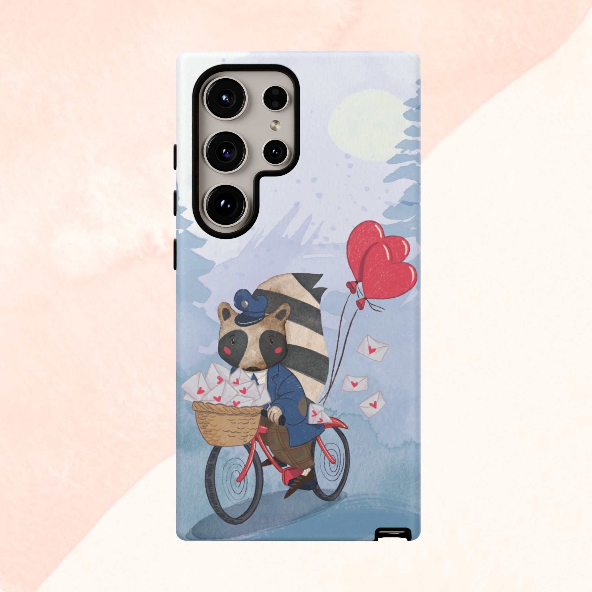 Cute Raccoon Phone Case, Tough Case for Animal Lovers, Valentine's Day Gift, Whimsical Phone Accessory, Gifts for Kids