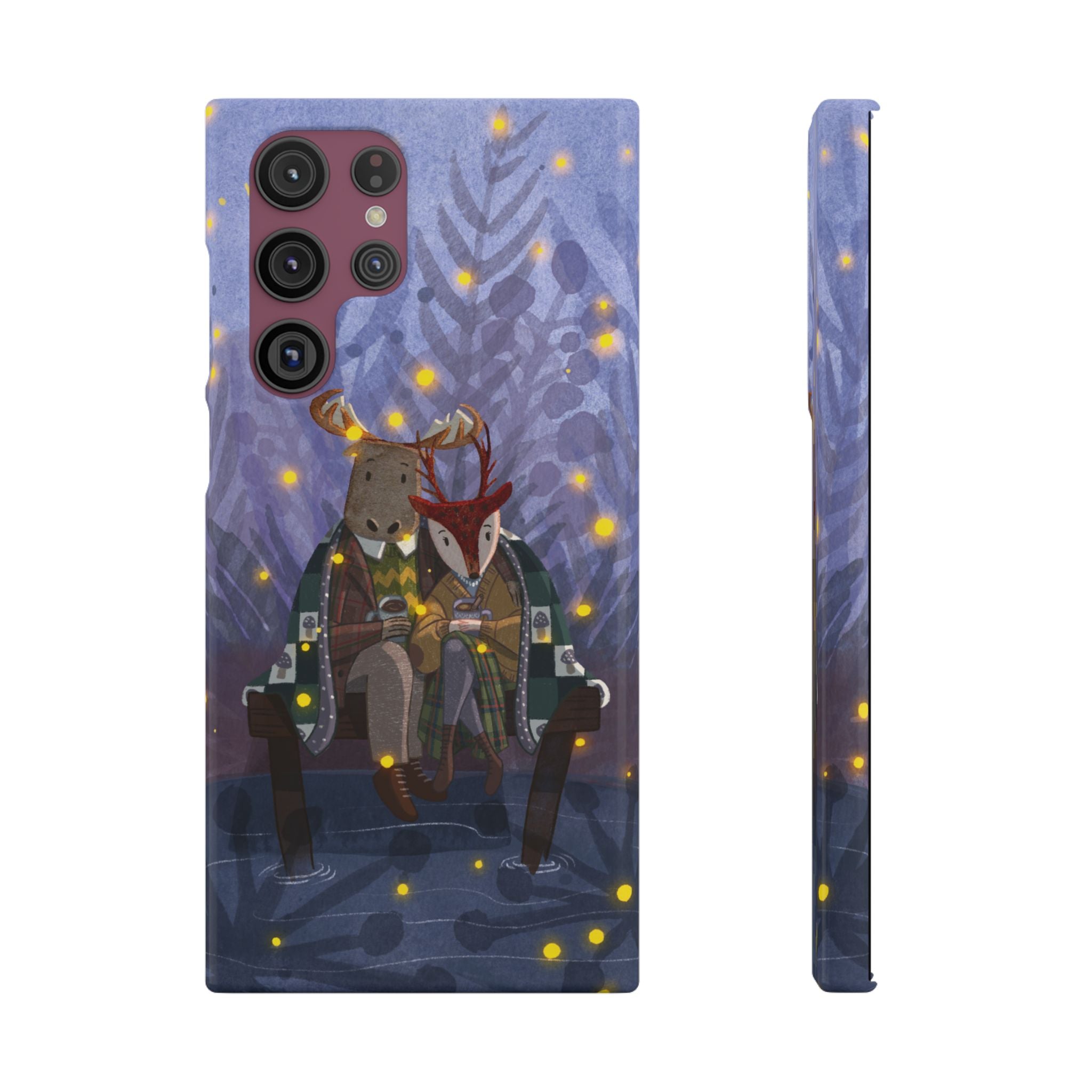 Whimsical Animal Lovers Snap Cases - Cozy Phone Protection, Gift for Nature Lovers, Holiday Decor, Cute Character Design, Animal Couple