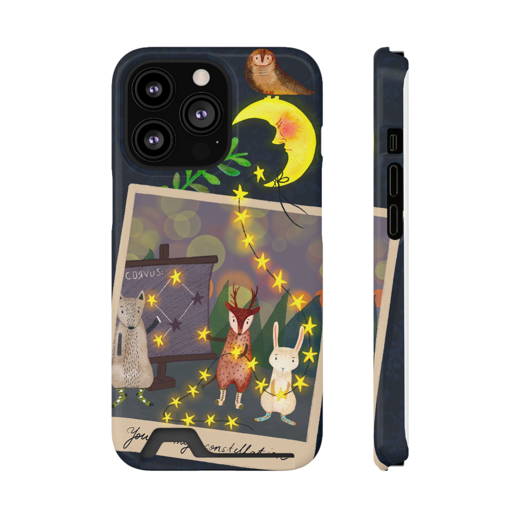 Woodland Astronomy Class Phone Case - Whimsical Forest Animals Learning Constellations - Cute iPhone 13/Samsung Case