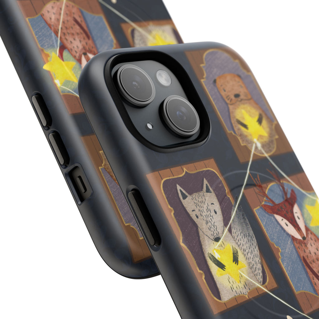 Celestial Animal Stars iPhone Case, Tough Magnetic Cover, Nature Theme, Unique Cute Animal Gifts, iPhone 14 15 16 pro max