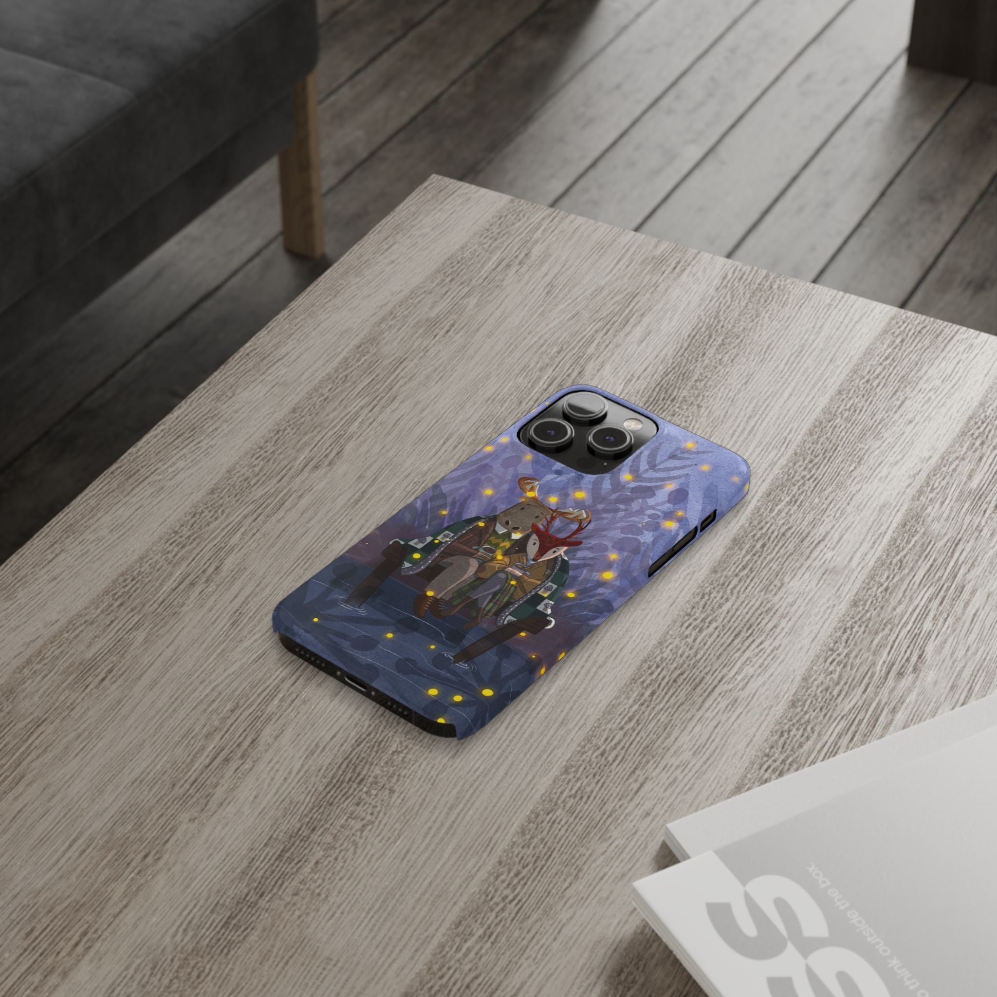 Whimsical Animal Love Slim Phone Cases, Cute Holiday Gifts, Cozy Home Decor, Nature Lover Accessories, Couples Gifts