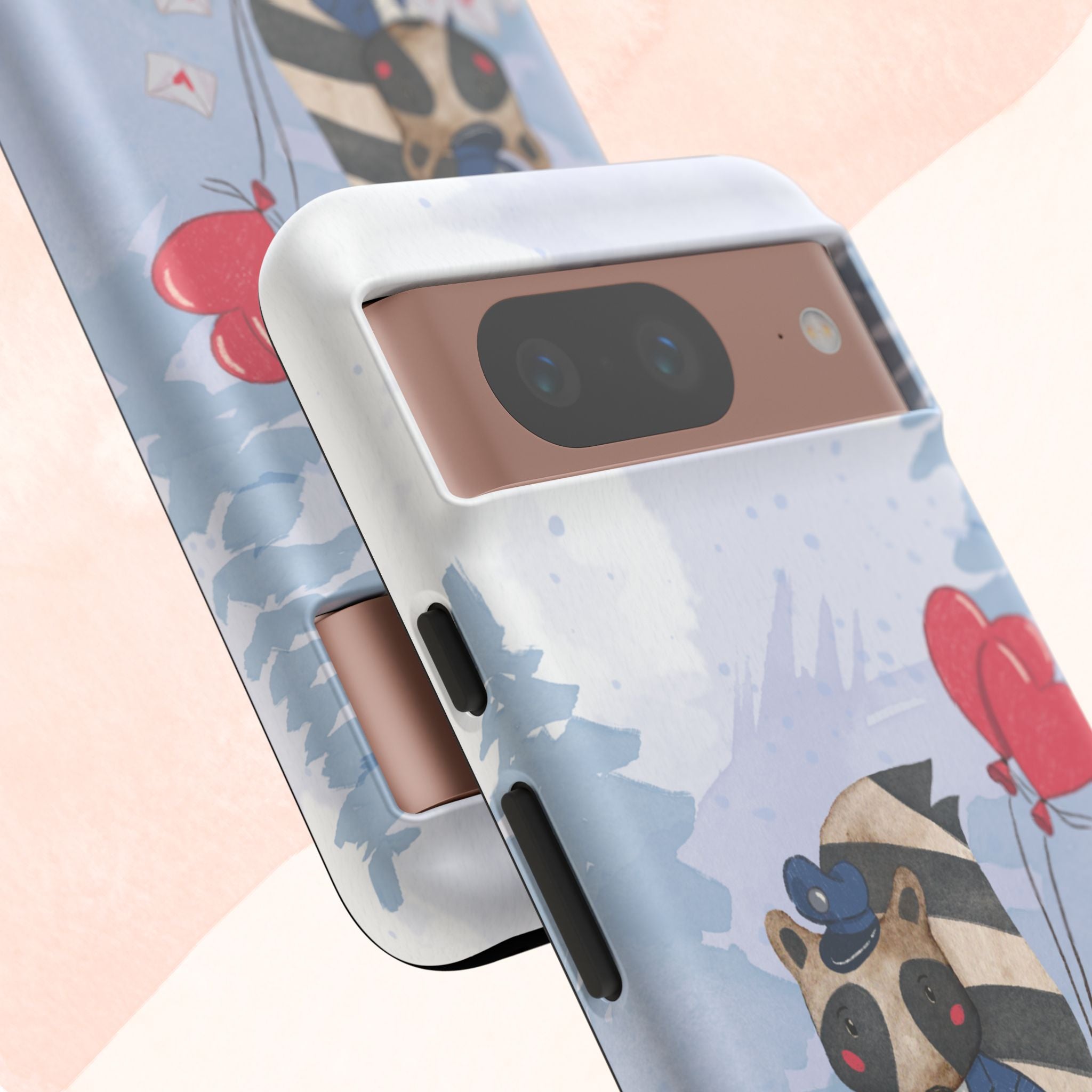 Cute Raccoon Phone Case, Tough Case for Animal Lovers, Valentine's Day Gift, Whimsical Phone Accessory, Gifts for Kids