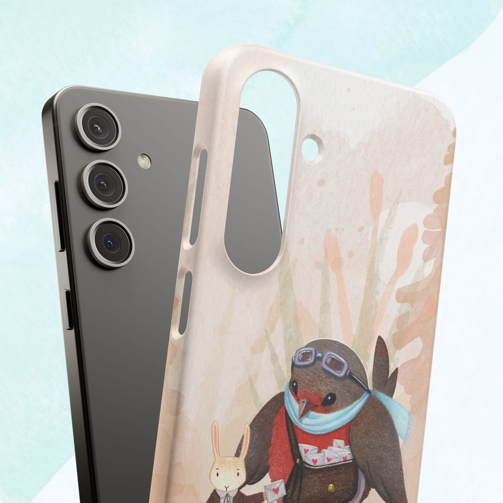 Whimsical Animal Snap Cases, Cute Phone Case, Handmade Bird and Bunny Design, Gift for Animal Lovers, Unique Smartphone Cover