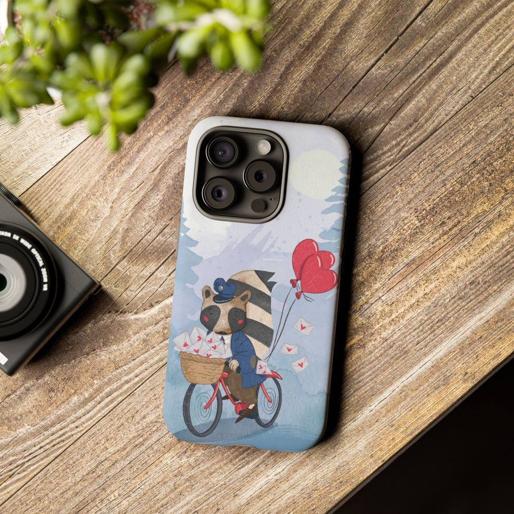 Cute Raccoon Phone Case, Tough Case for Animal Lovers, Valentine's Day Gift, Whimsical Phone Accessory, Gifts for Kids