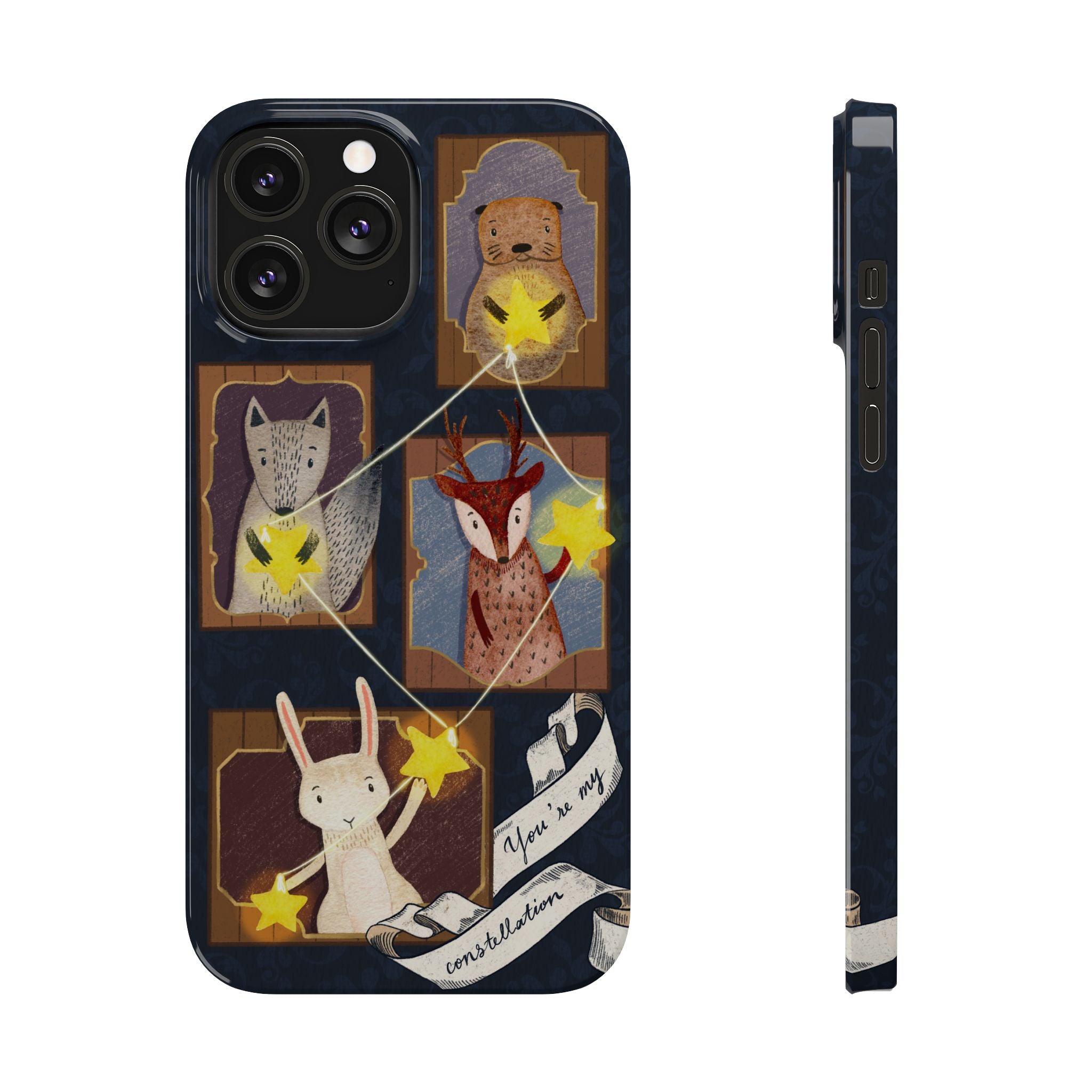 Constellation Friends Slim Case, Woodland Portrait iPhone Cover, Star Collector Design, Cute Kawaii Gift, Phone 8 9 X XR 11 12 13 14 15 16