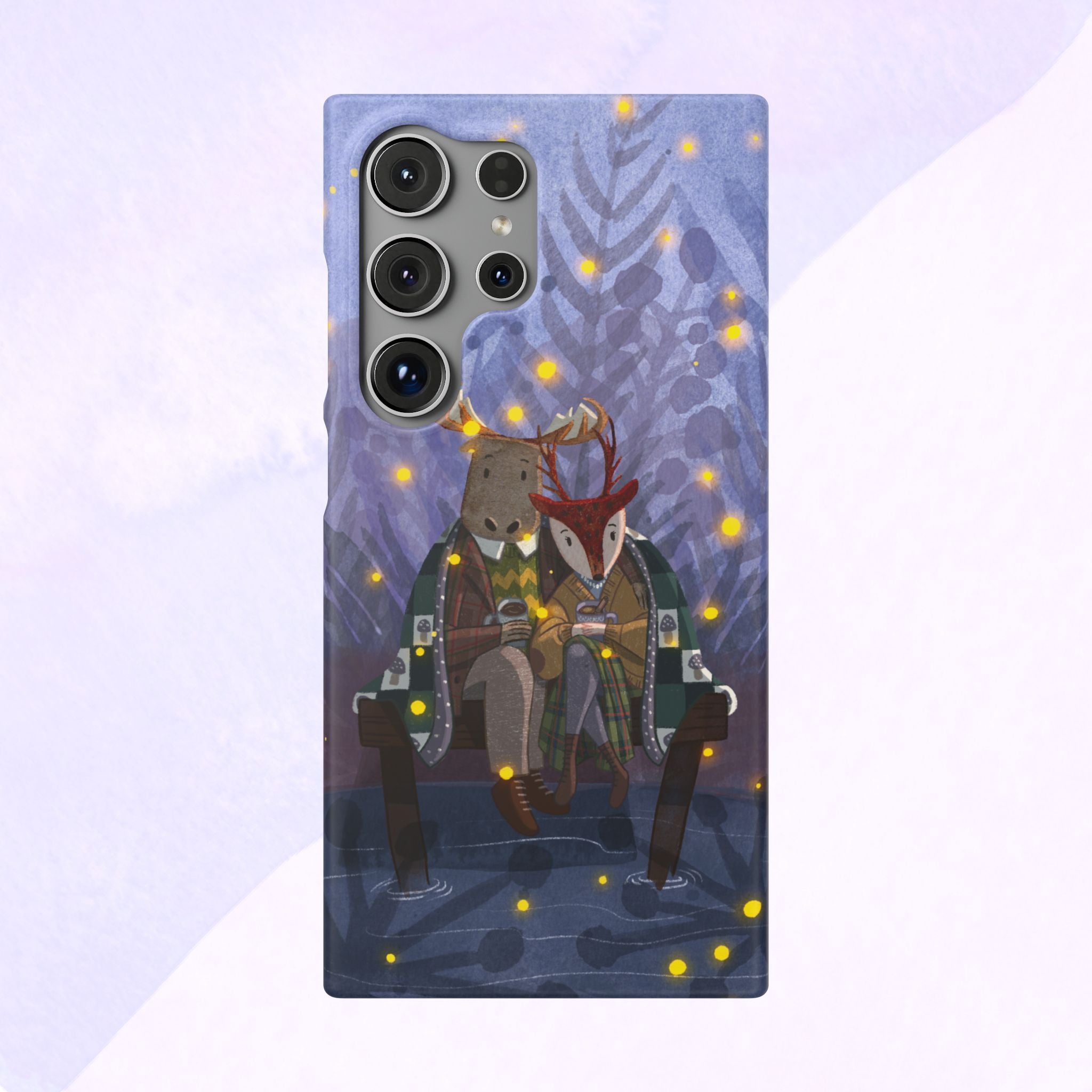 Whimsical Animal Lovers Snap Cases - Cozy Phone Protection, Gift for Nature Lovers, Holiday Decor, Cute Character Design, Animal Couple