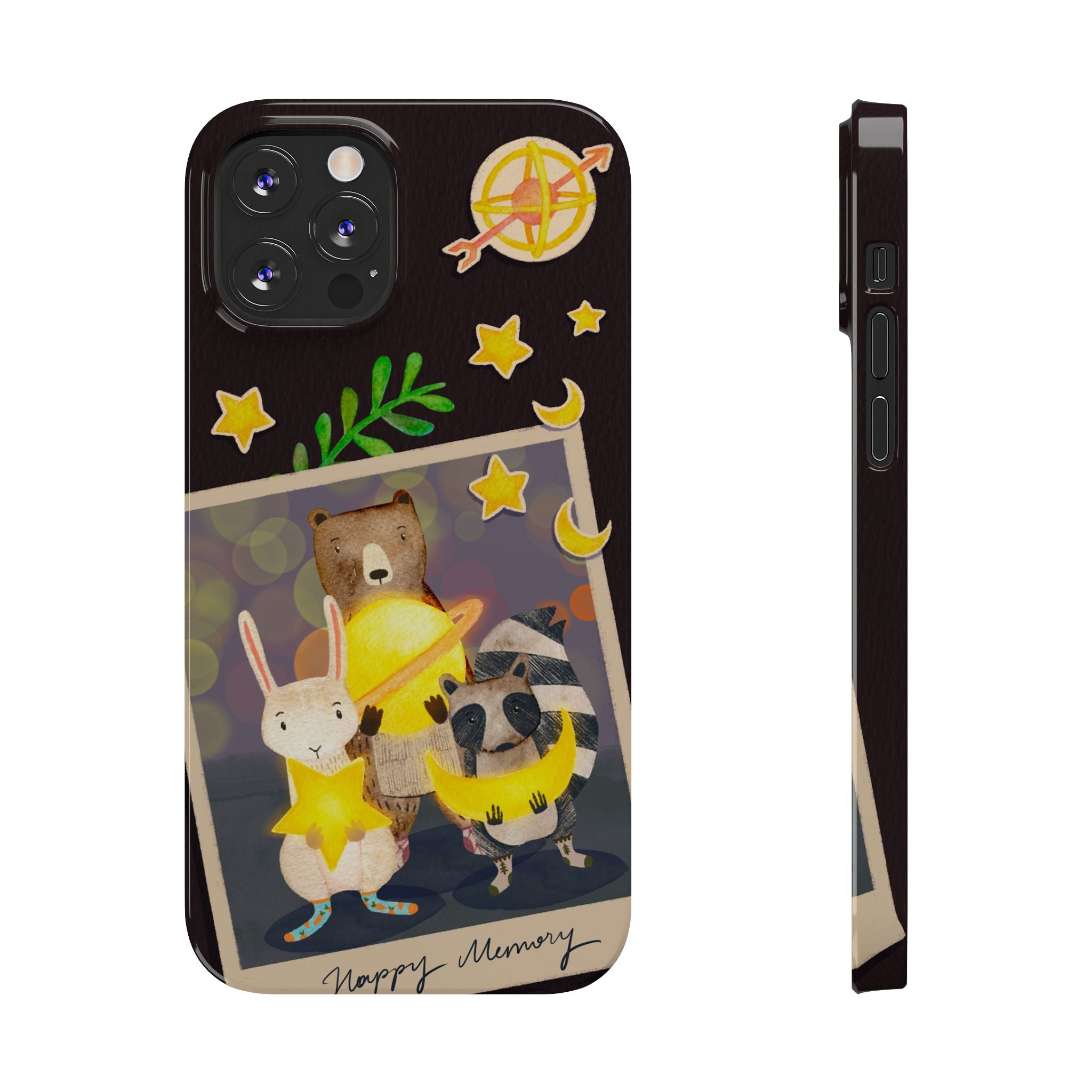 Happy Memory Animal Slim Case, Starry Night Friends iPhone Cover, Kawaii Photo Design, iPhone 8 9 X XR 12 13 14 15 16